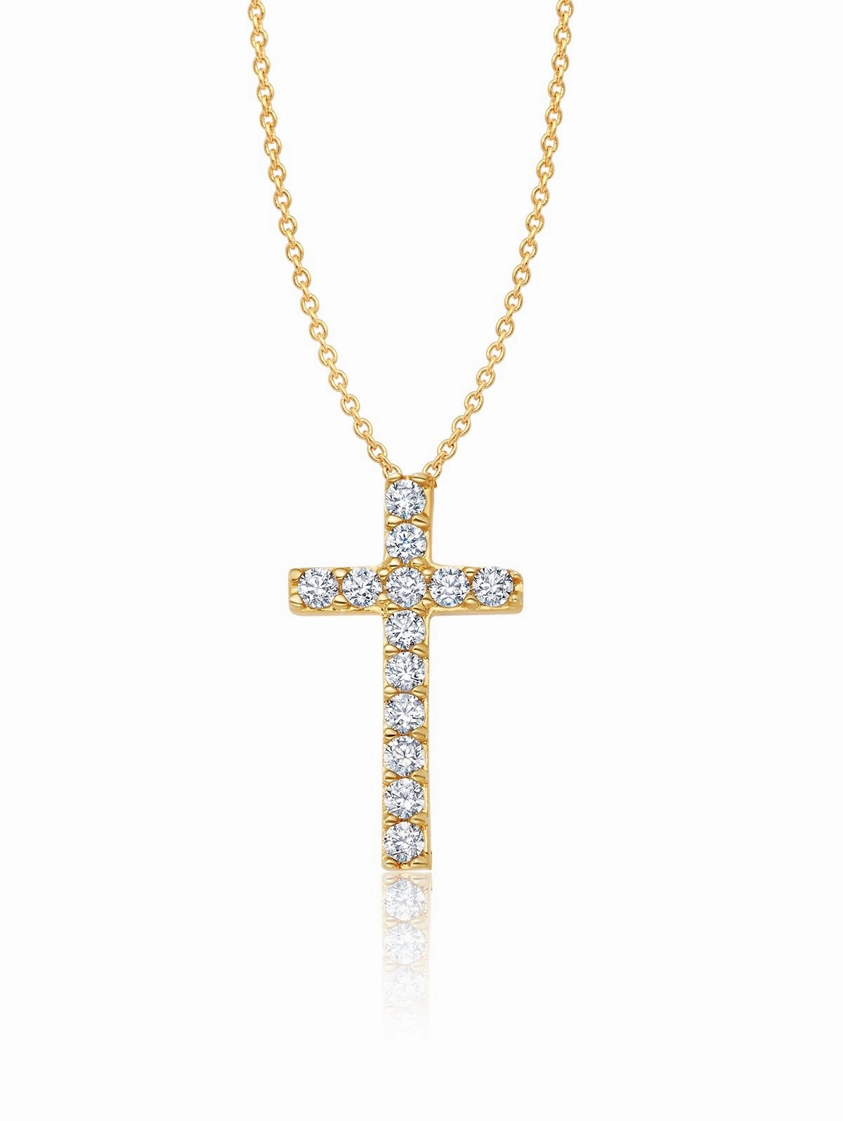 Pave Cross Necklace Finished in Gold