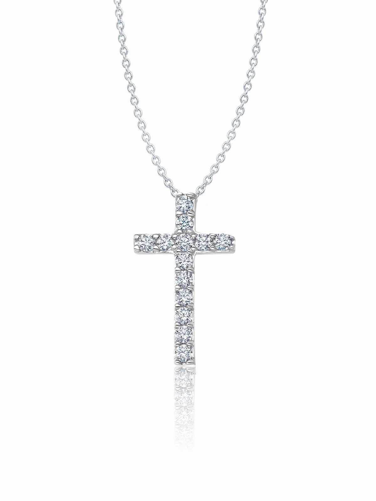 Pave Cross Necklace Finished in Platinum