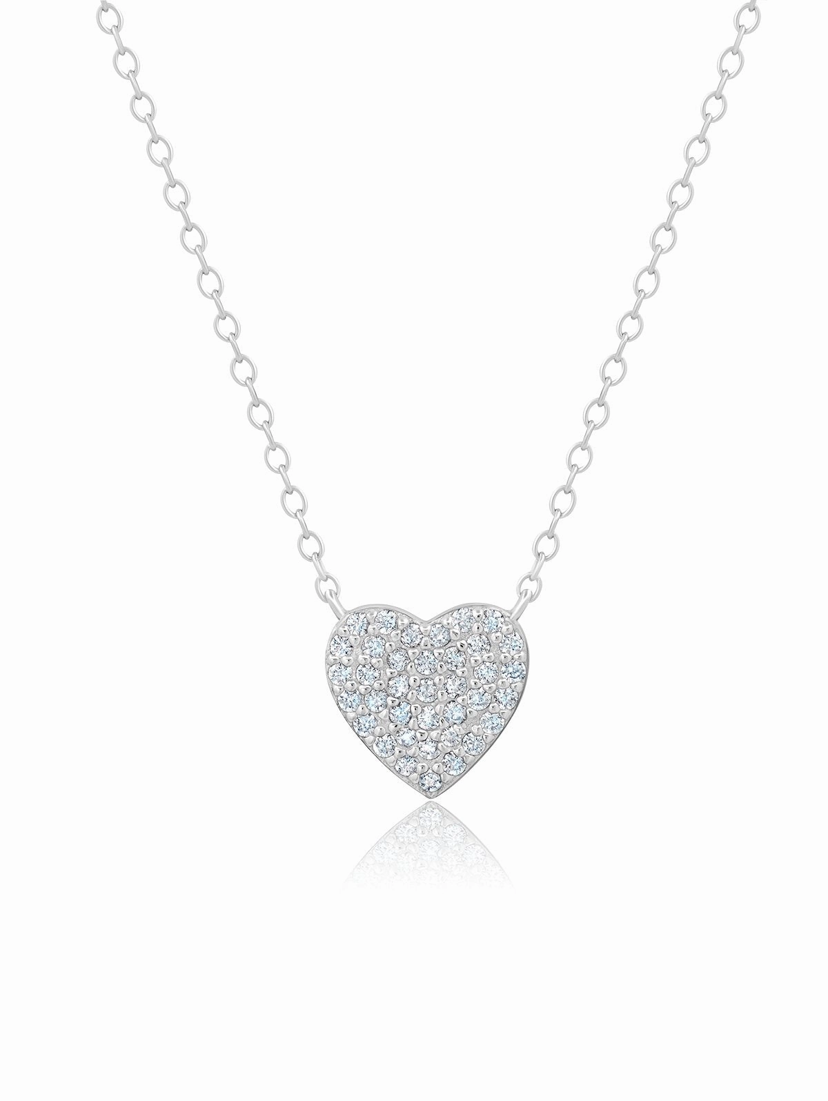 Pave Heart Necklace Finished in Platinum