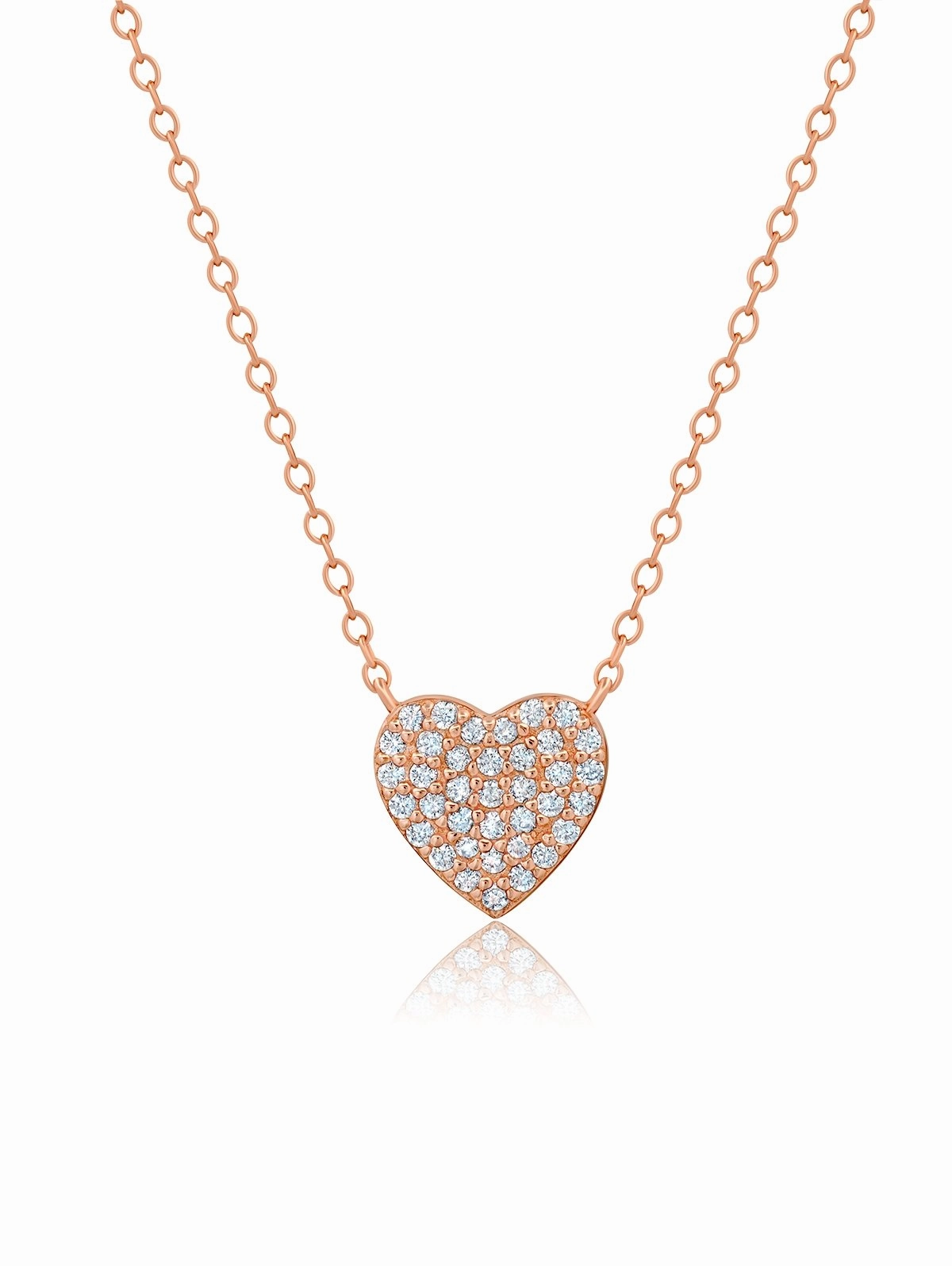 Pave Heart Necklace Finished in Rose Gold