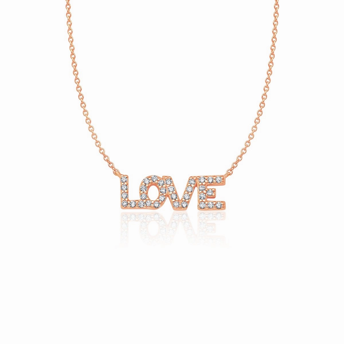Pave Love Necklace Finished in 18kt Rose Gold