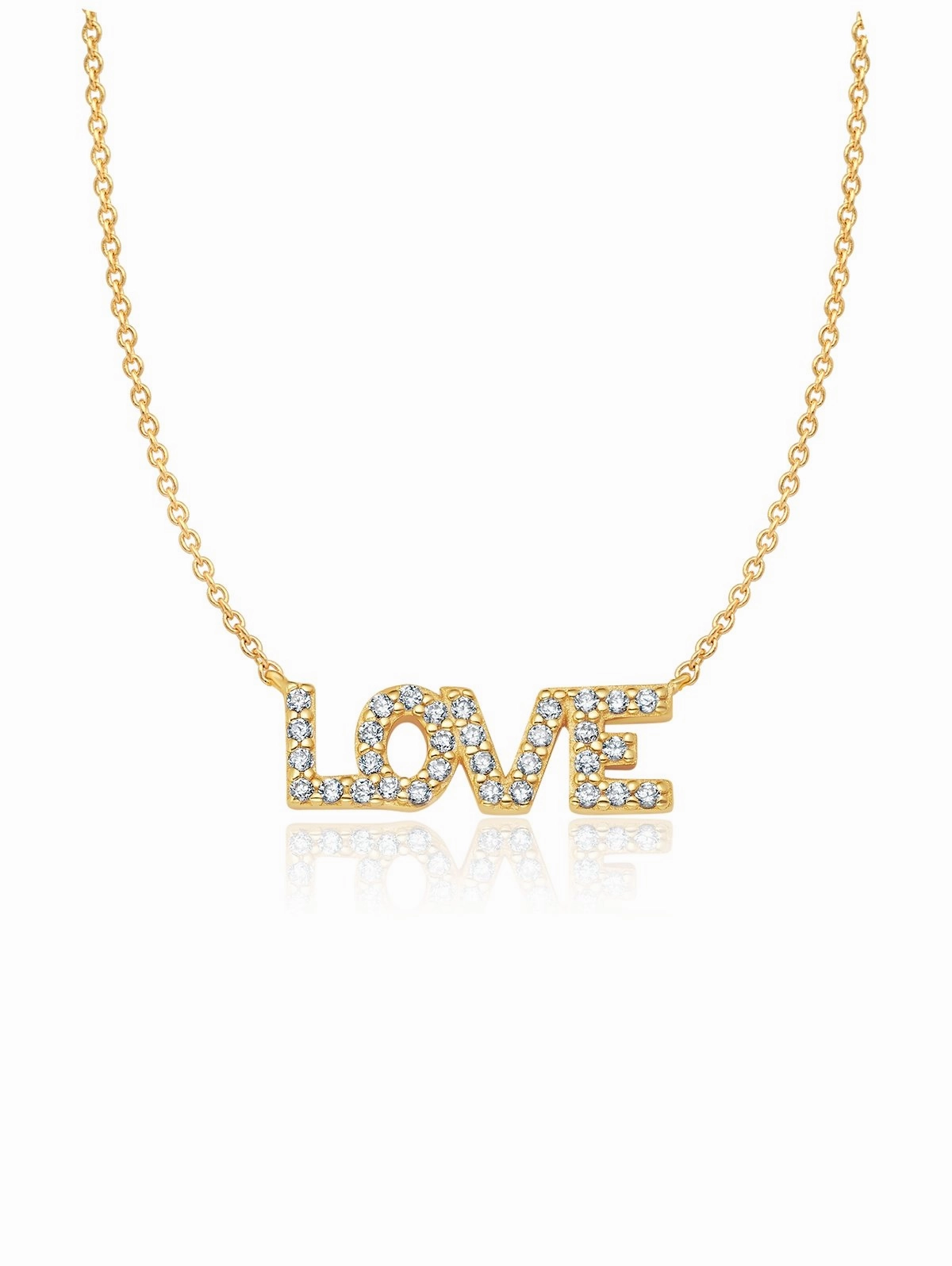 Pave Love Necklace Finished in 18kt Yellow Gold