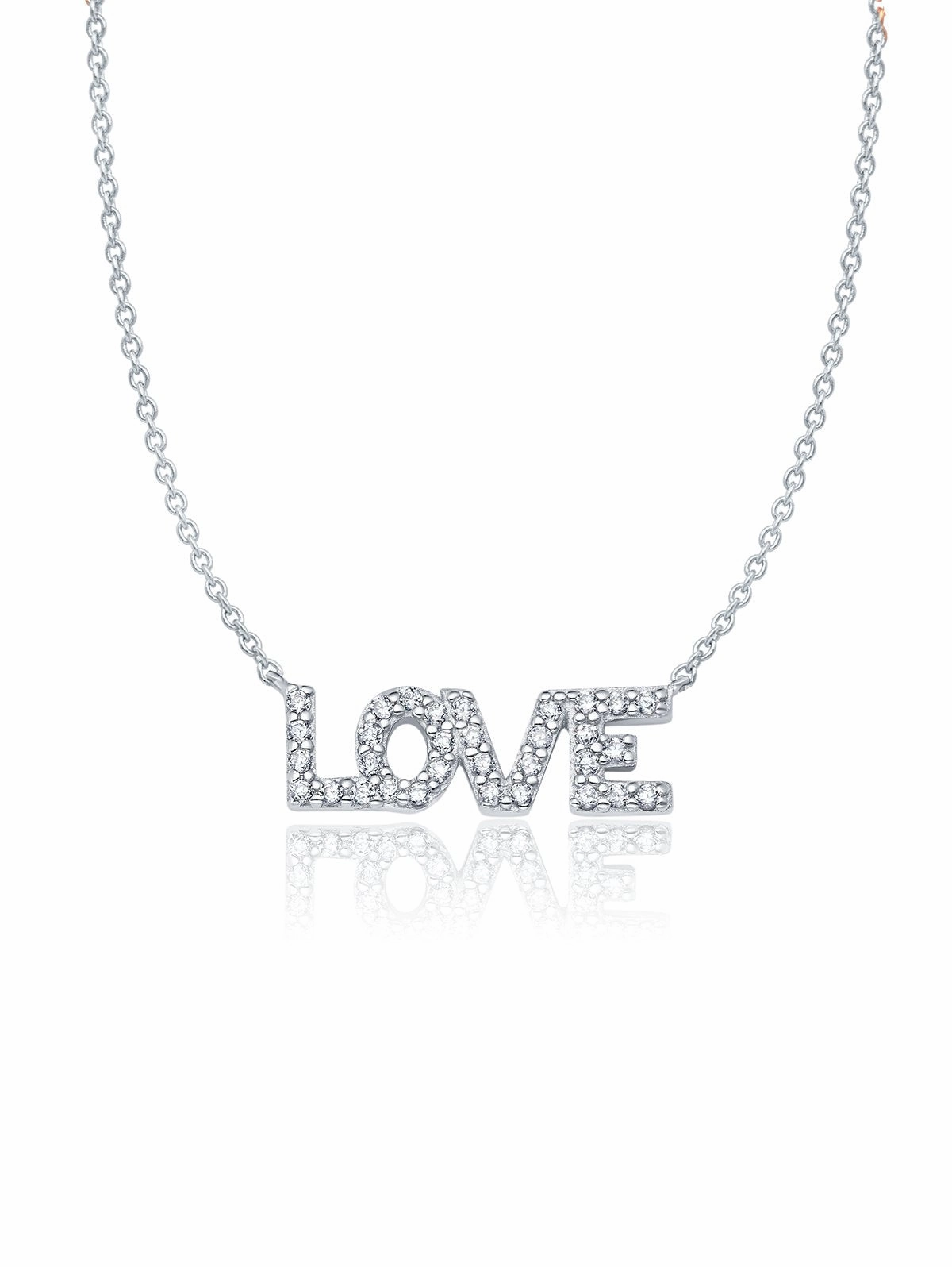 Pave Love Necklace Finished in Pure Platinum