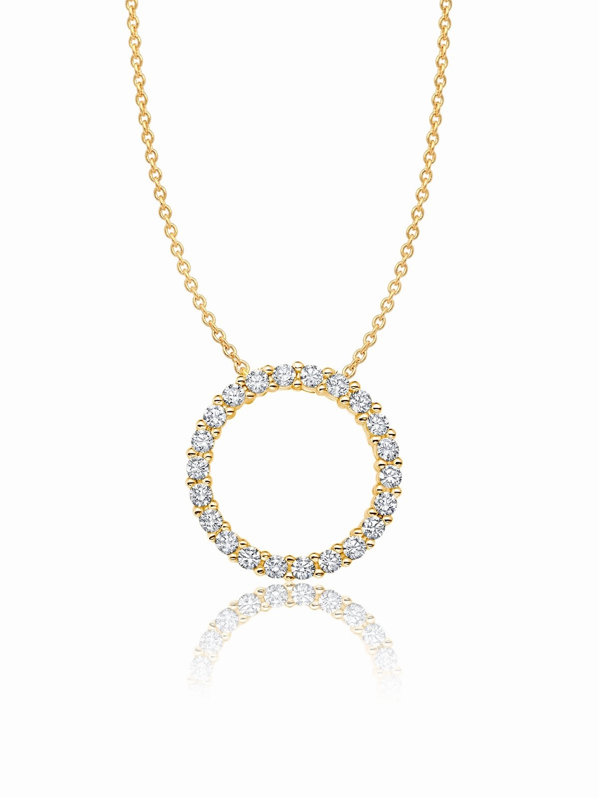 Pave Open Circle Necklace Finished in Gold