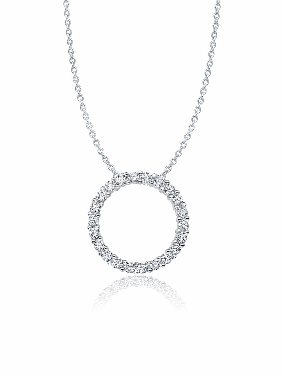 Pave Open Circle Necklace Finished in Platinum