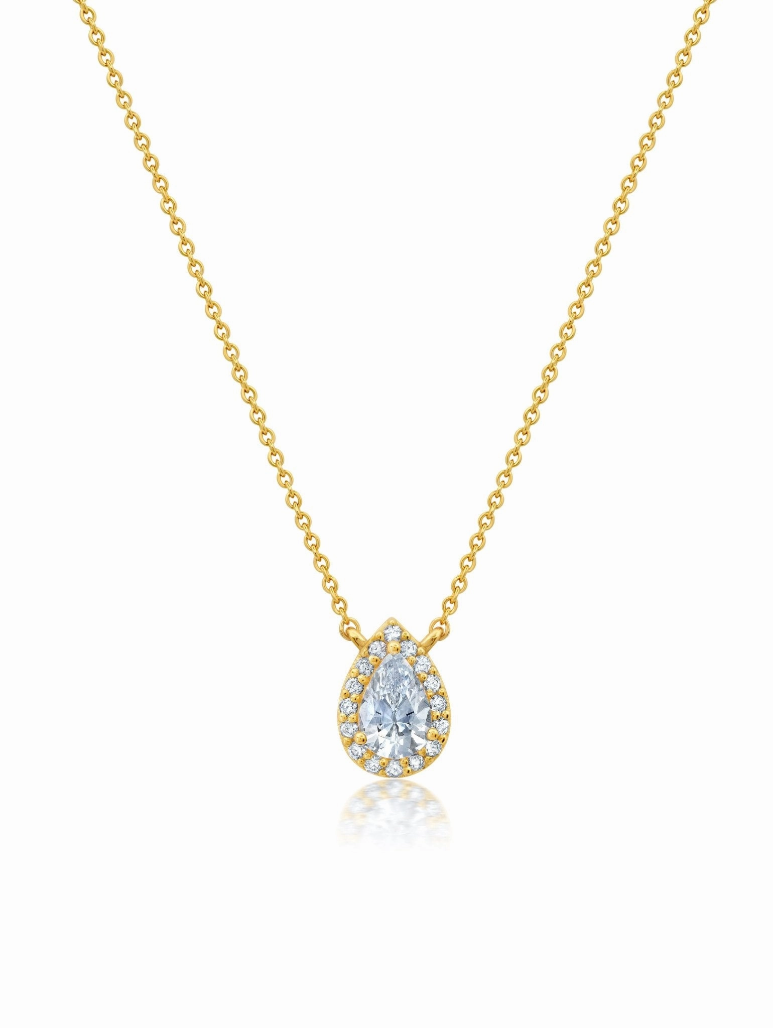 Pear and Pave Necklace in Gold