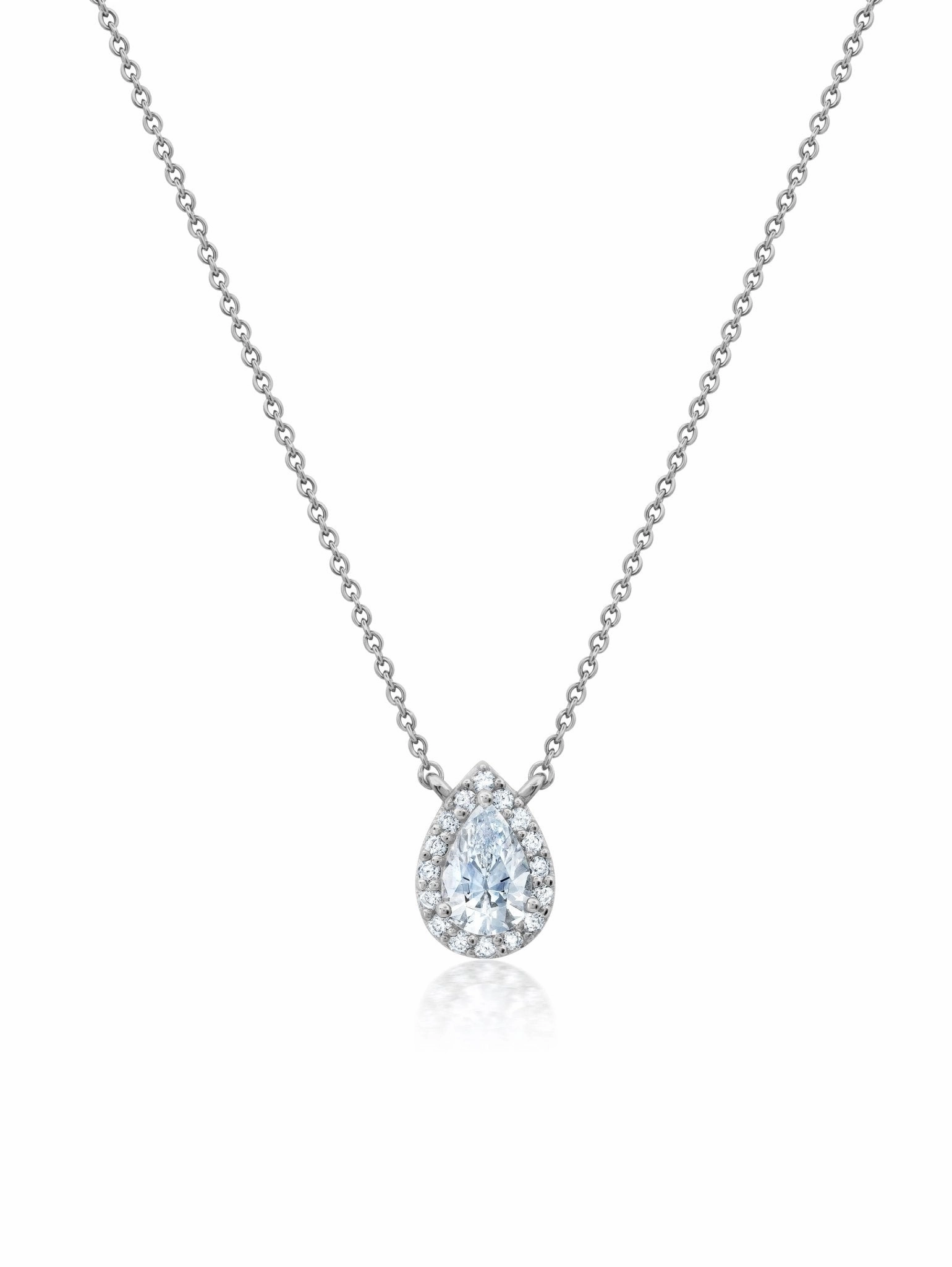 Pear and Pave Necklace in Platinum