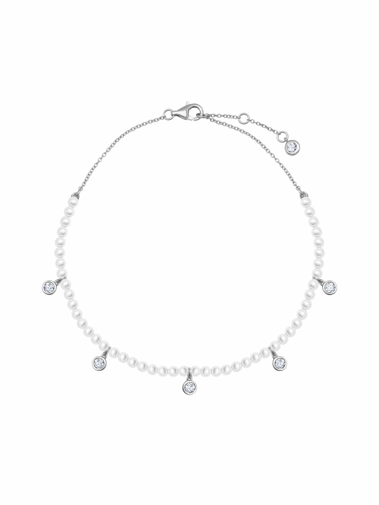 Pearl Anklet Finished in Platinum