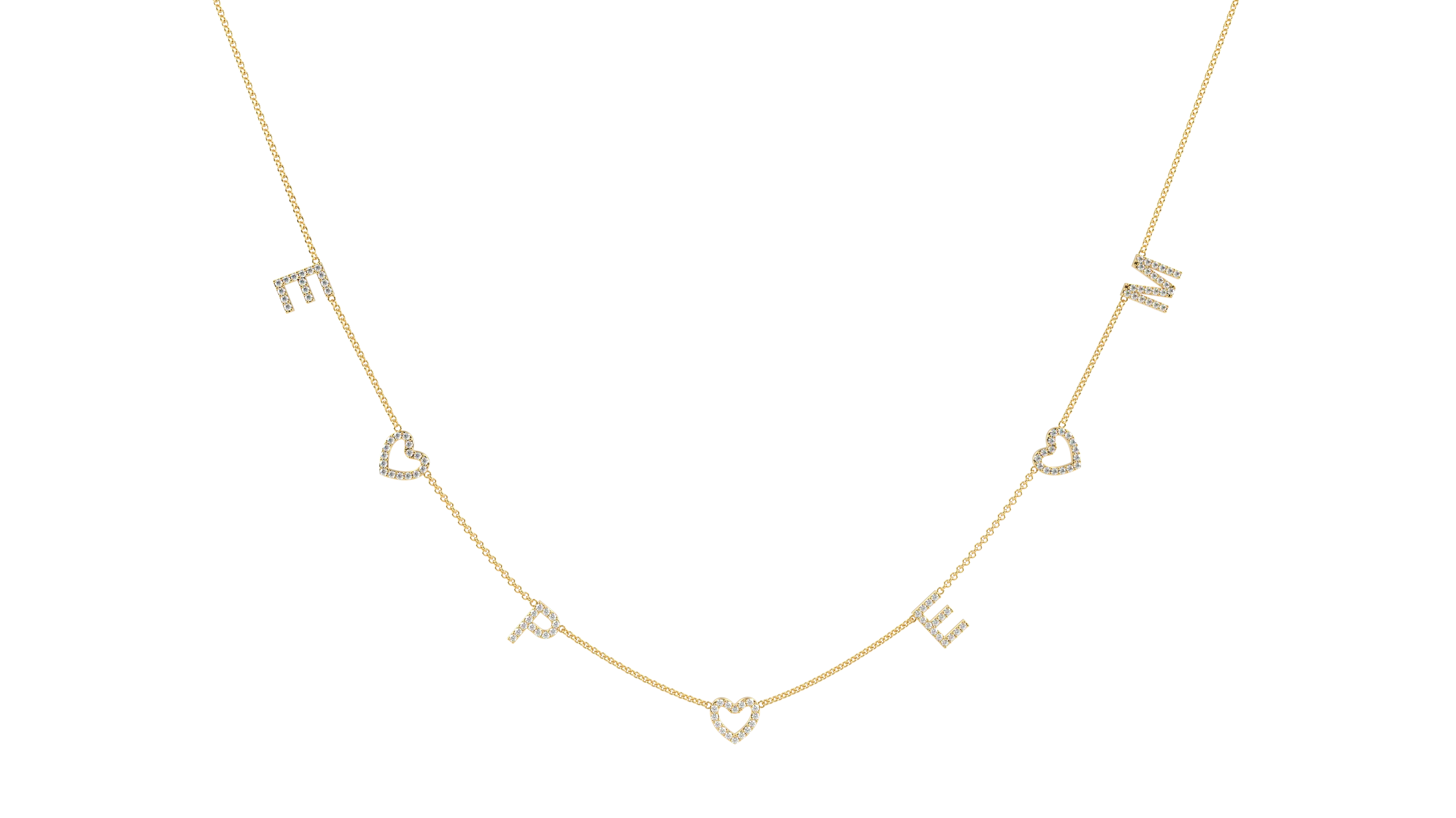 Personalized Letters And Hearts Necklace