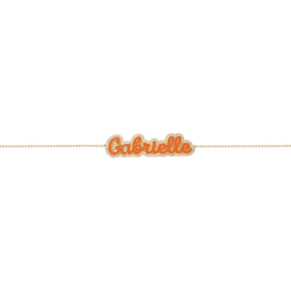 Personalized Pave Outline Enamel Bracelet