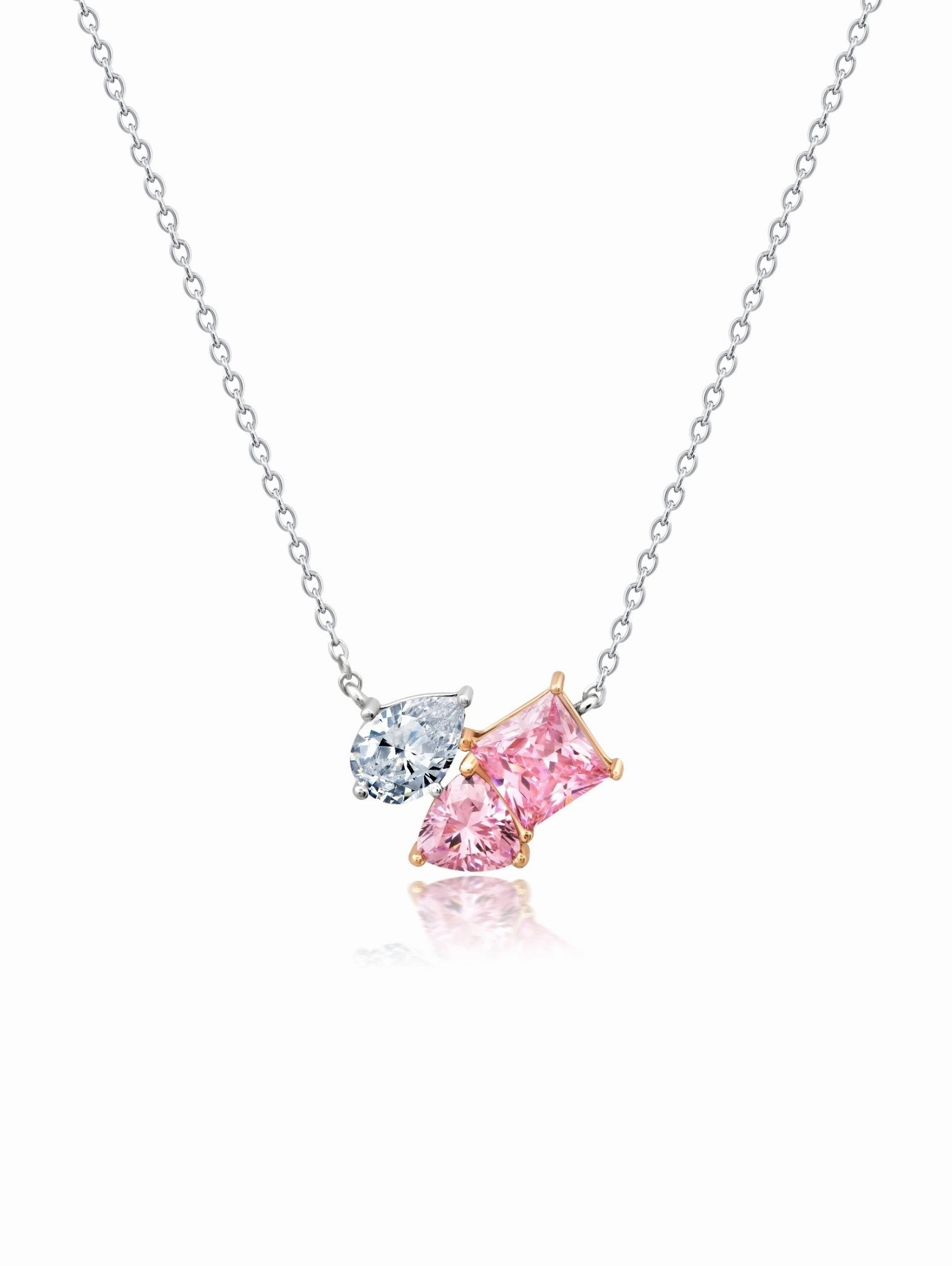 Pink And Clear Multi Stone Necklace