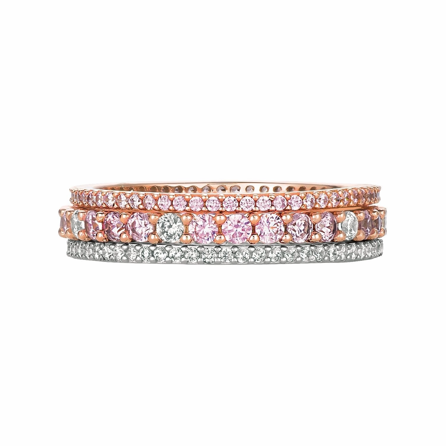 Pink and Clear Stacked Ring Set