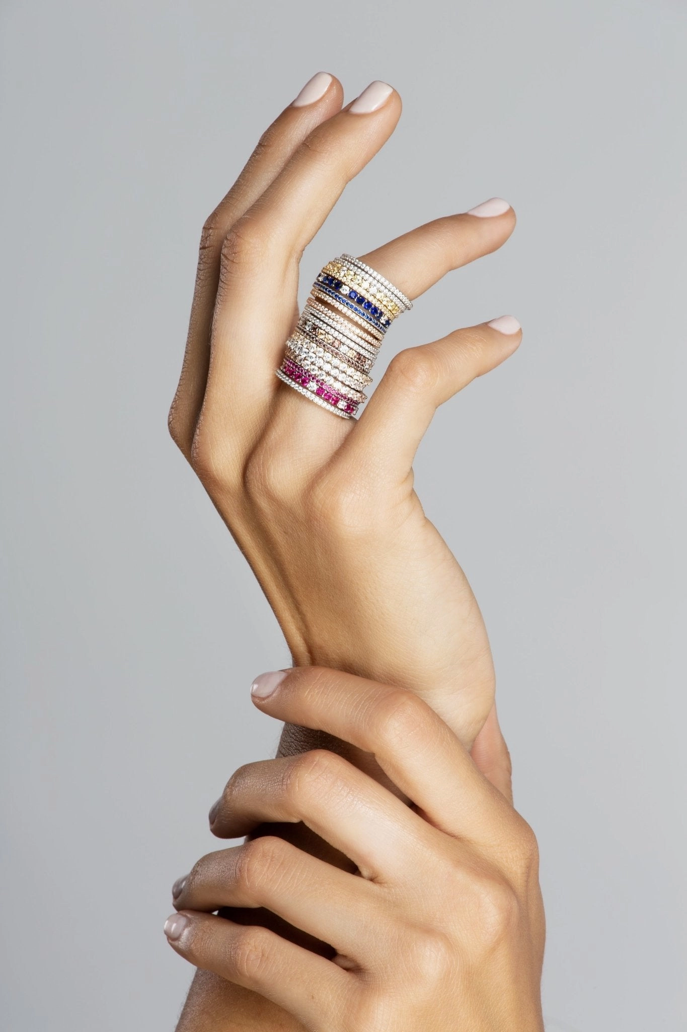 Pink and Clear Stacked Ring Set