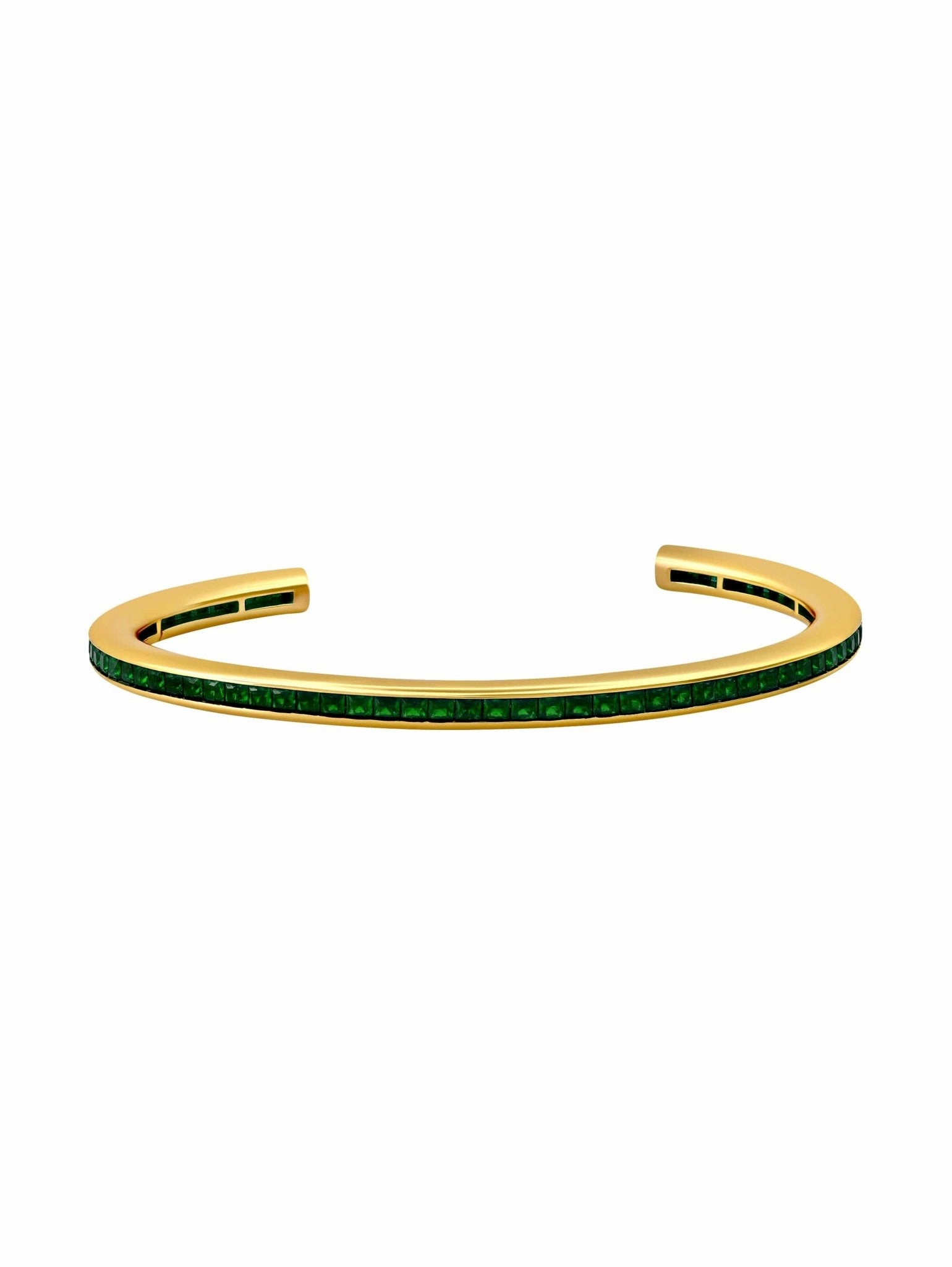 Princess Cut Emerald Color Cuff Bracelet