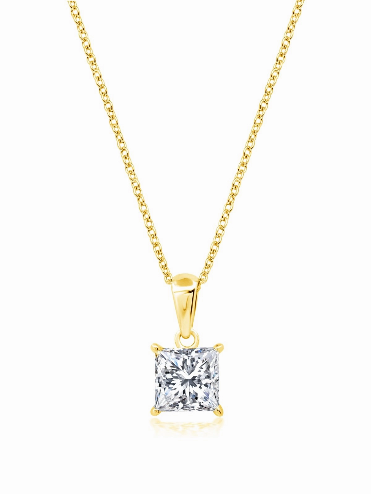 Princess Cut Solitaire Bezel Set Pendant Small Finished in Rose Gold