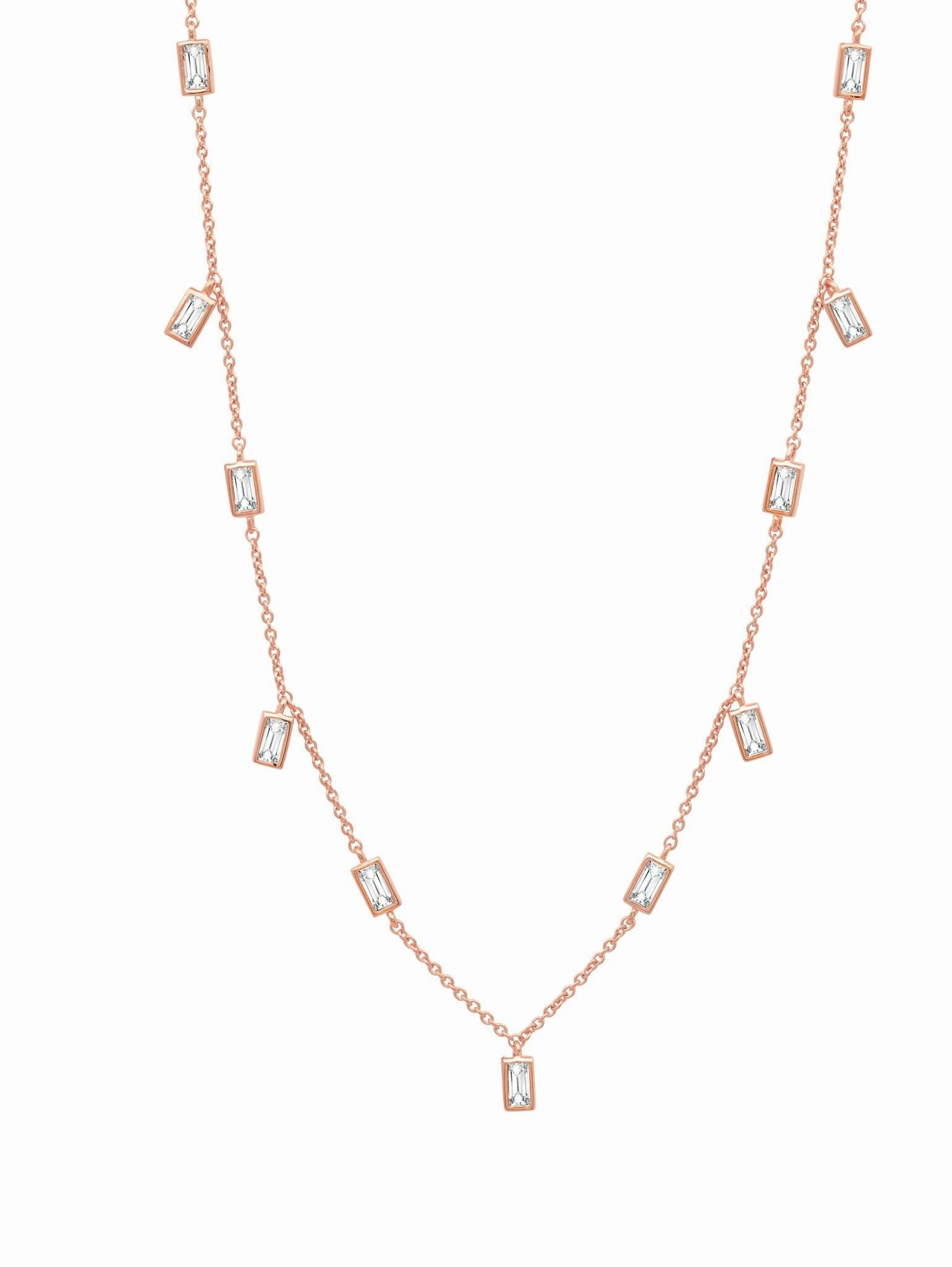Prism Baguette 16" Necklace Finished in 18kt Rose Gold