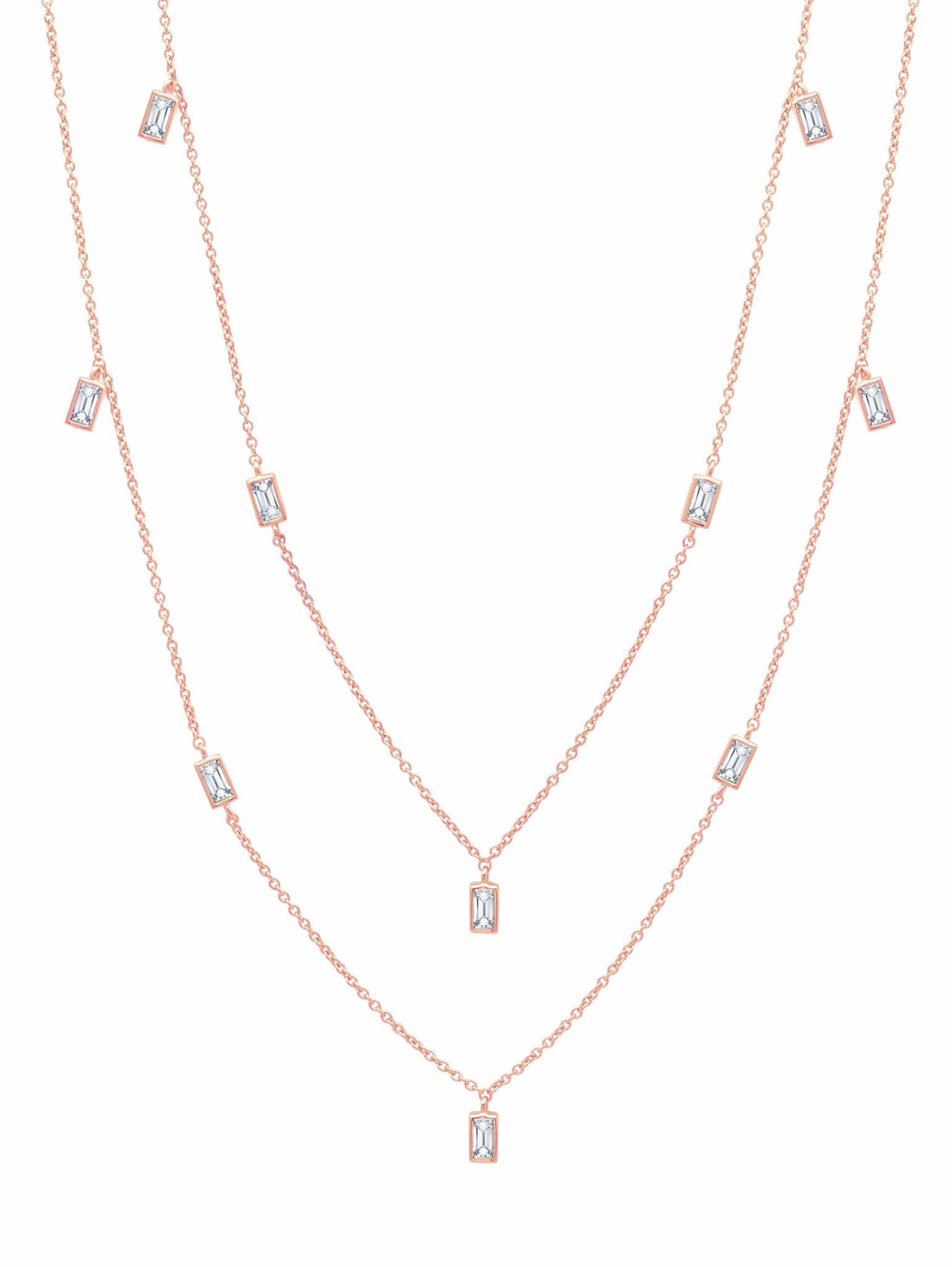 Prism Baguette 36" Necklace Finished in 18kt Rose Gold
