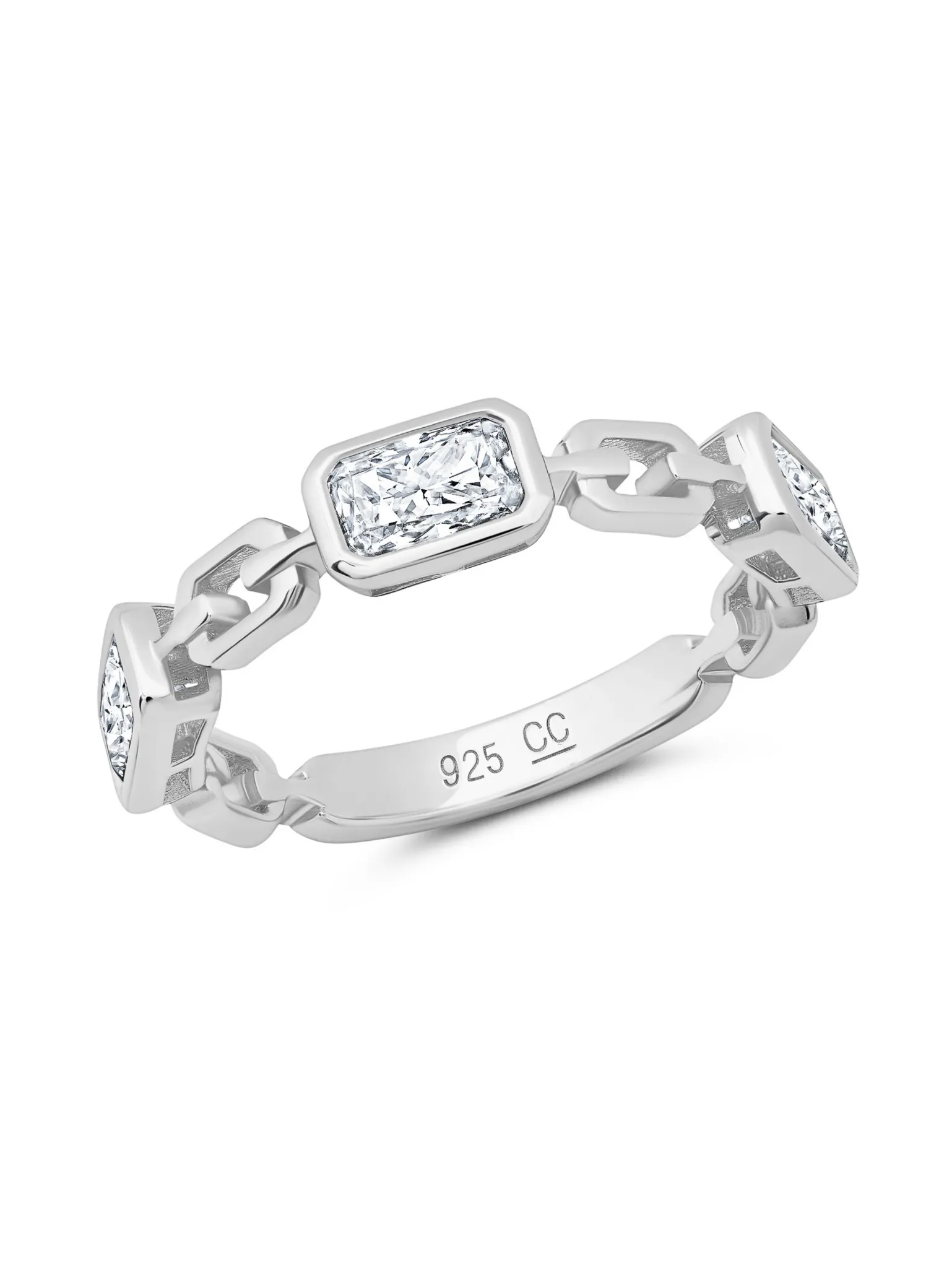 Radiant Link Ring Finished in Platinum