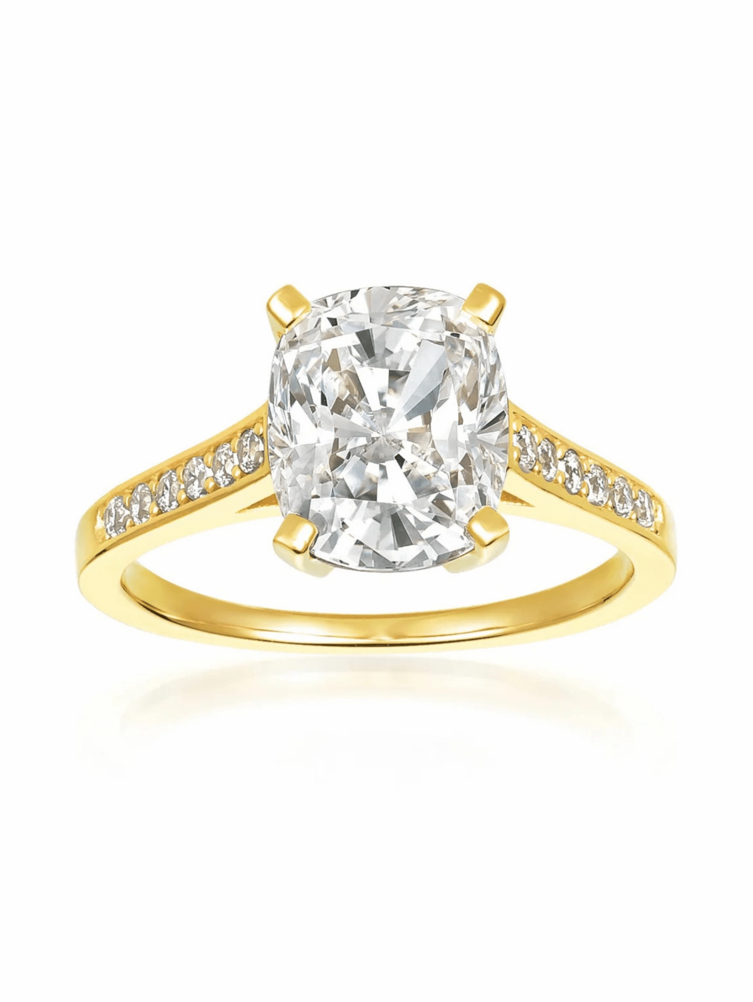 Radiant Cushion Cut Ring Finished in Gold