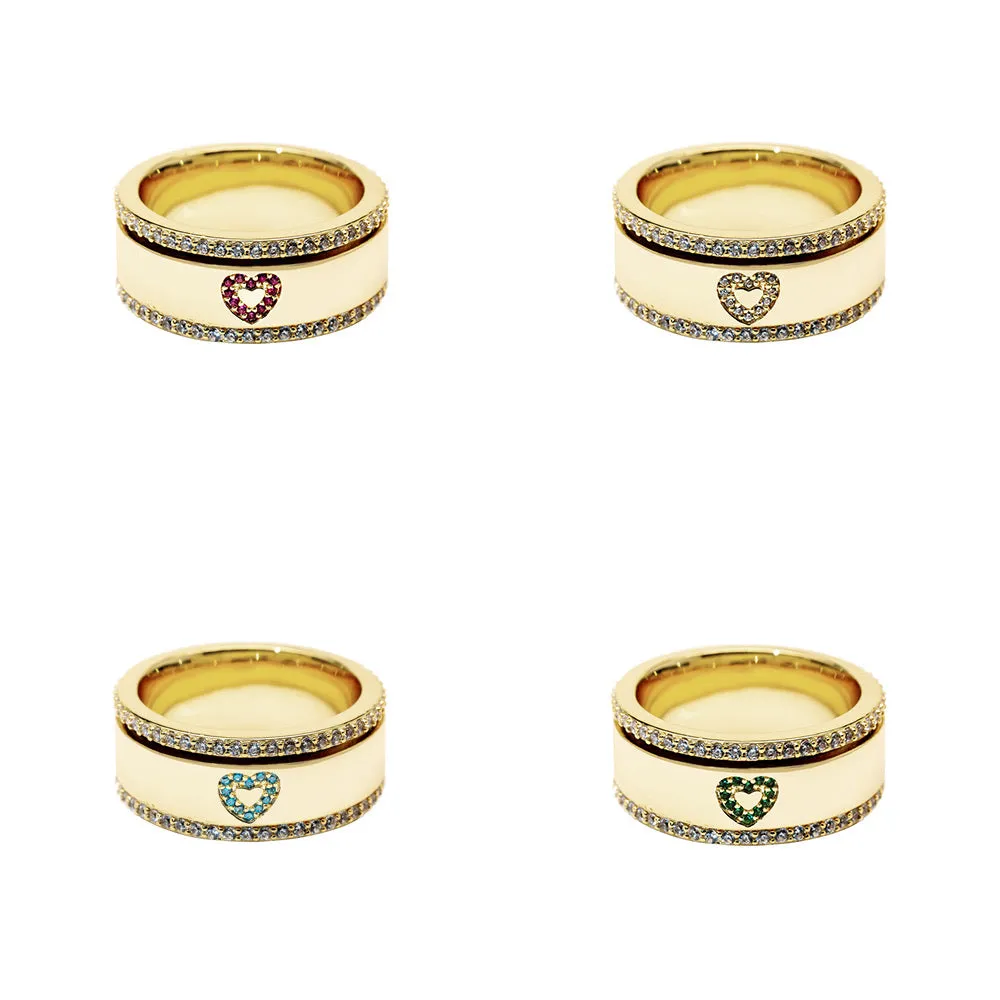 Rainbow Heart Spinning Ring