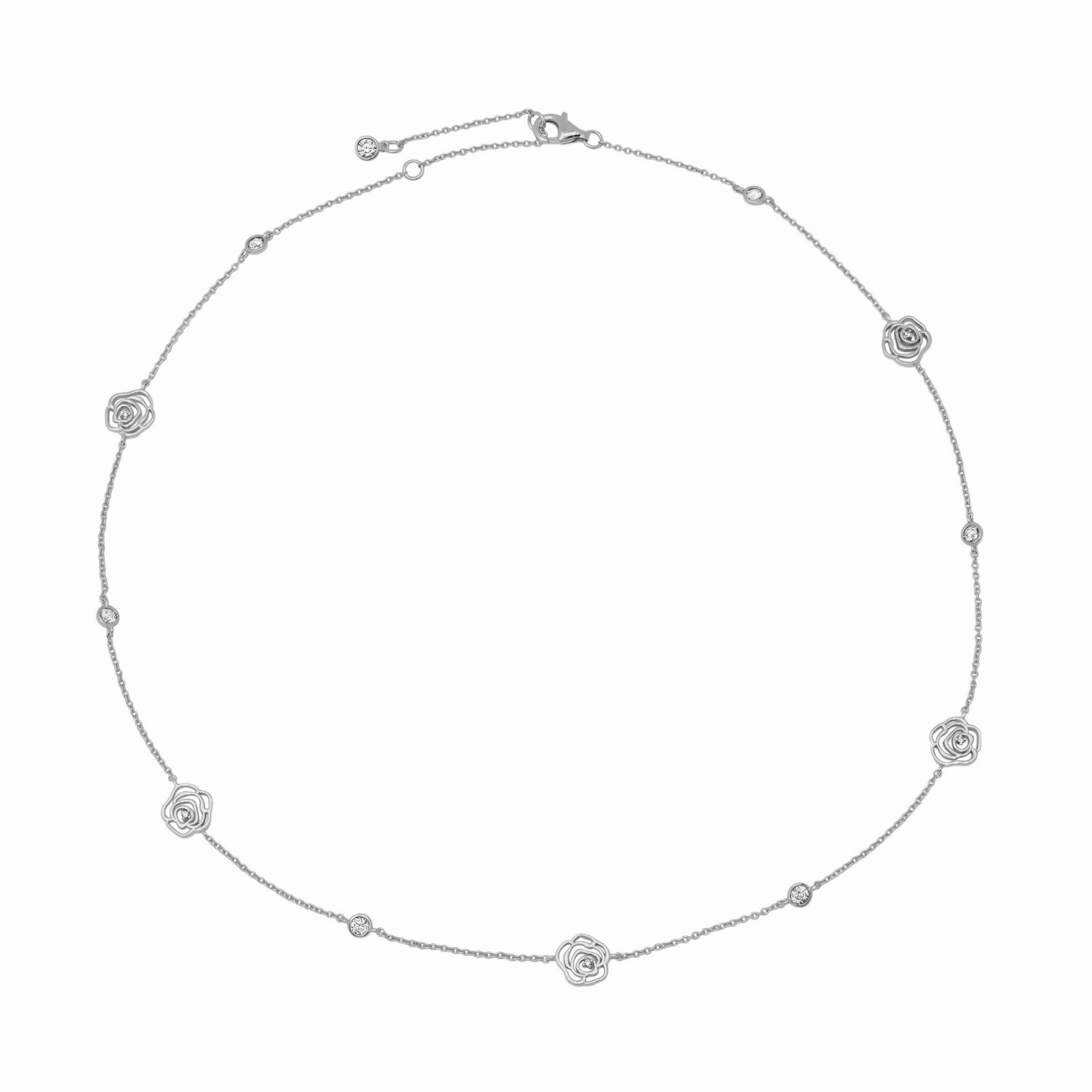 Rosy 18" Station Necklace in Platinum