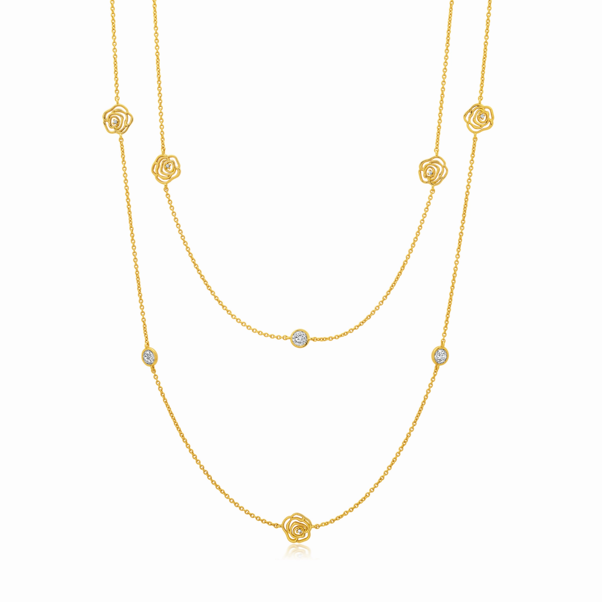 Rosy 36" Station Necklace in Gold