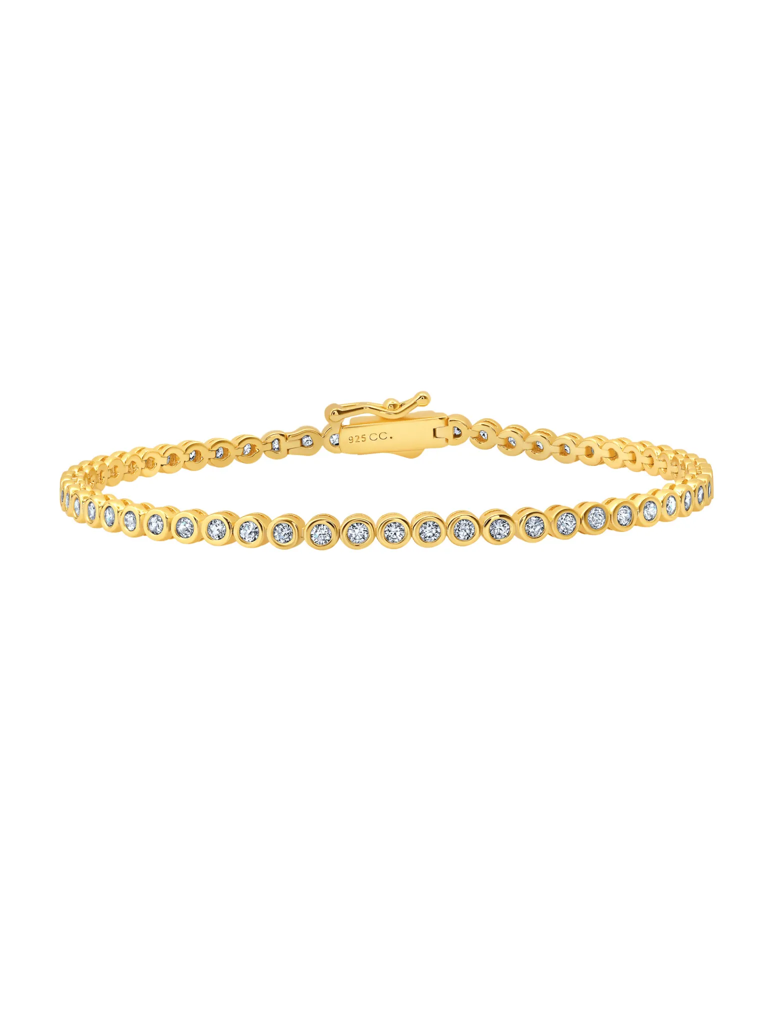 Round Bezel Bracelet Finished in Gold