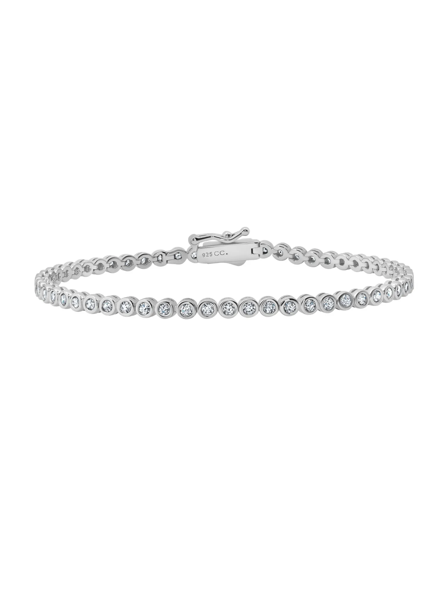 Round Bezel Bracelet in Platinum