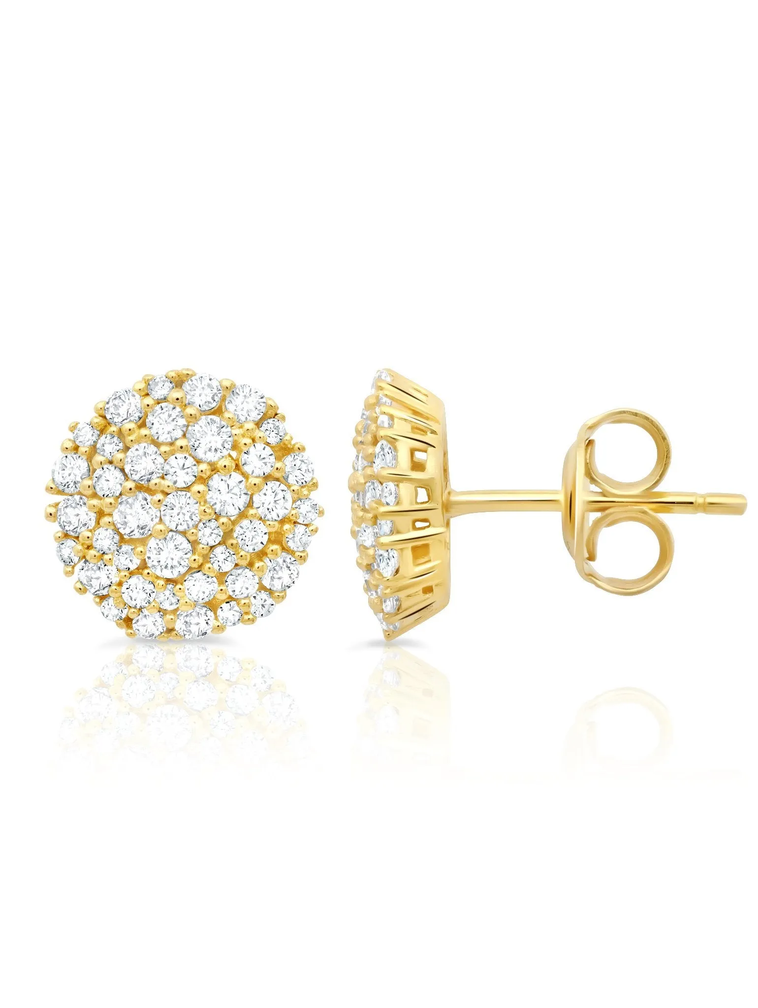 Round Glisten Stud Earrings Finished in Gold
