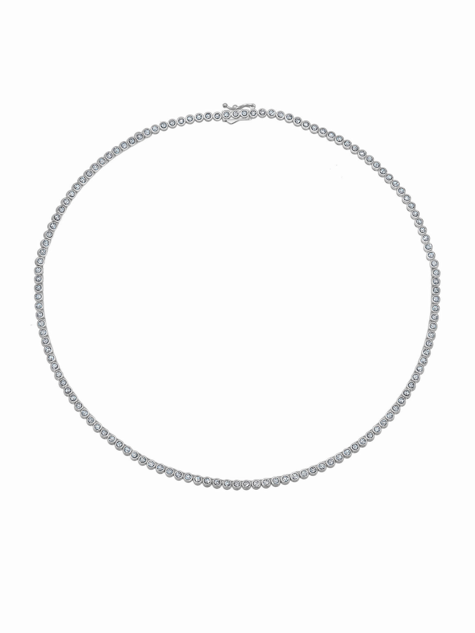 Round Bezel Necklace in Platinum