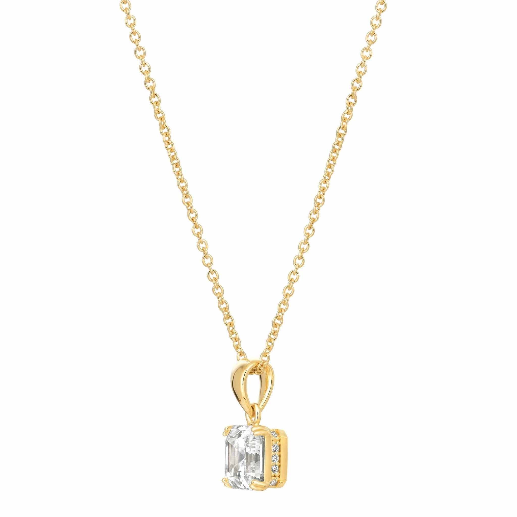 Royal Asscher Cut Pendant Necklace Finished in 18kt Yellow Gold