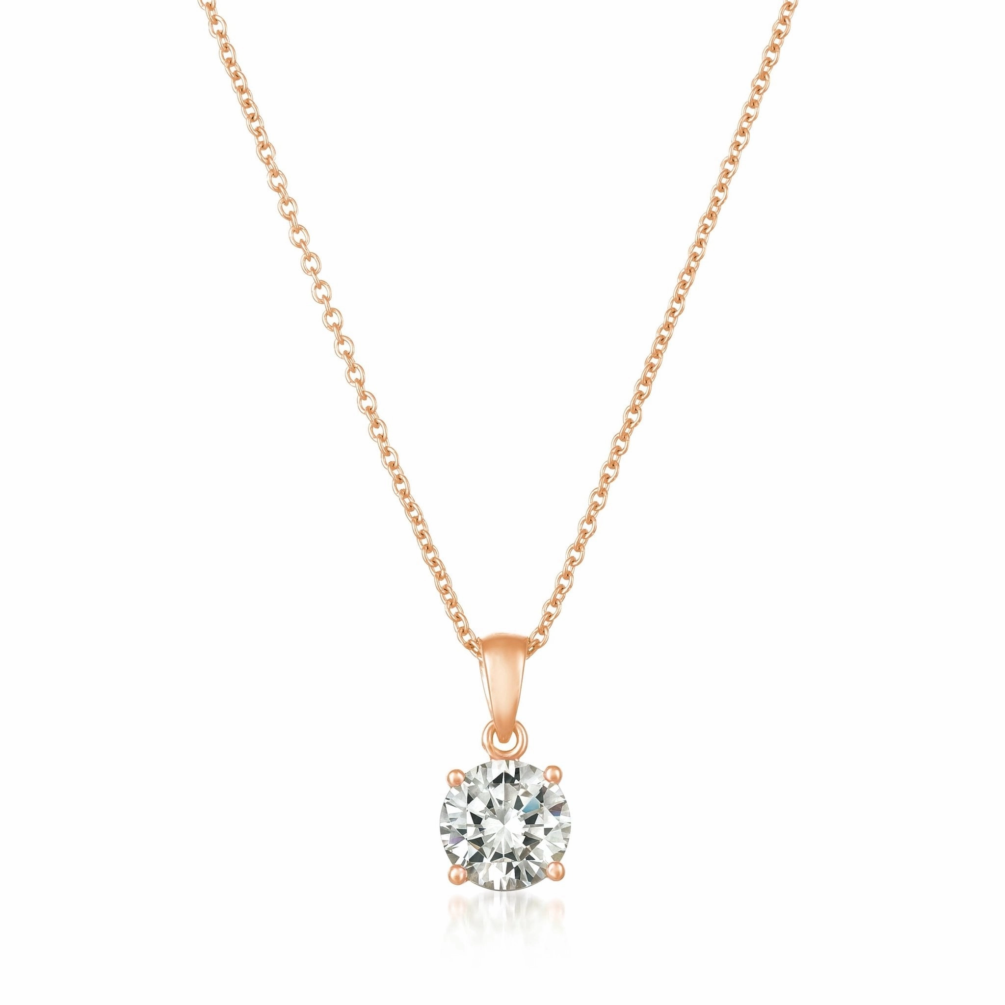 Royal Brilliant Cut Pendant Necklace Finished in 18kt Rose Gold