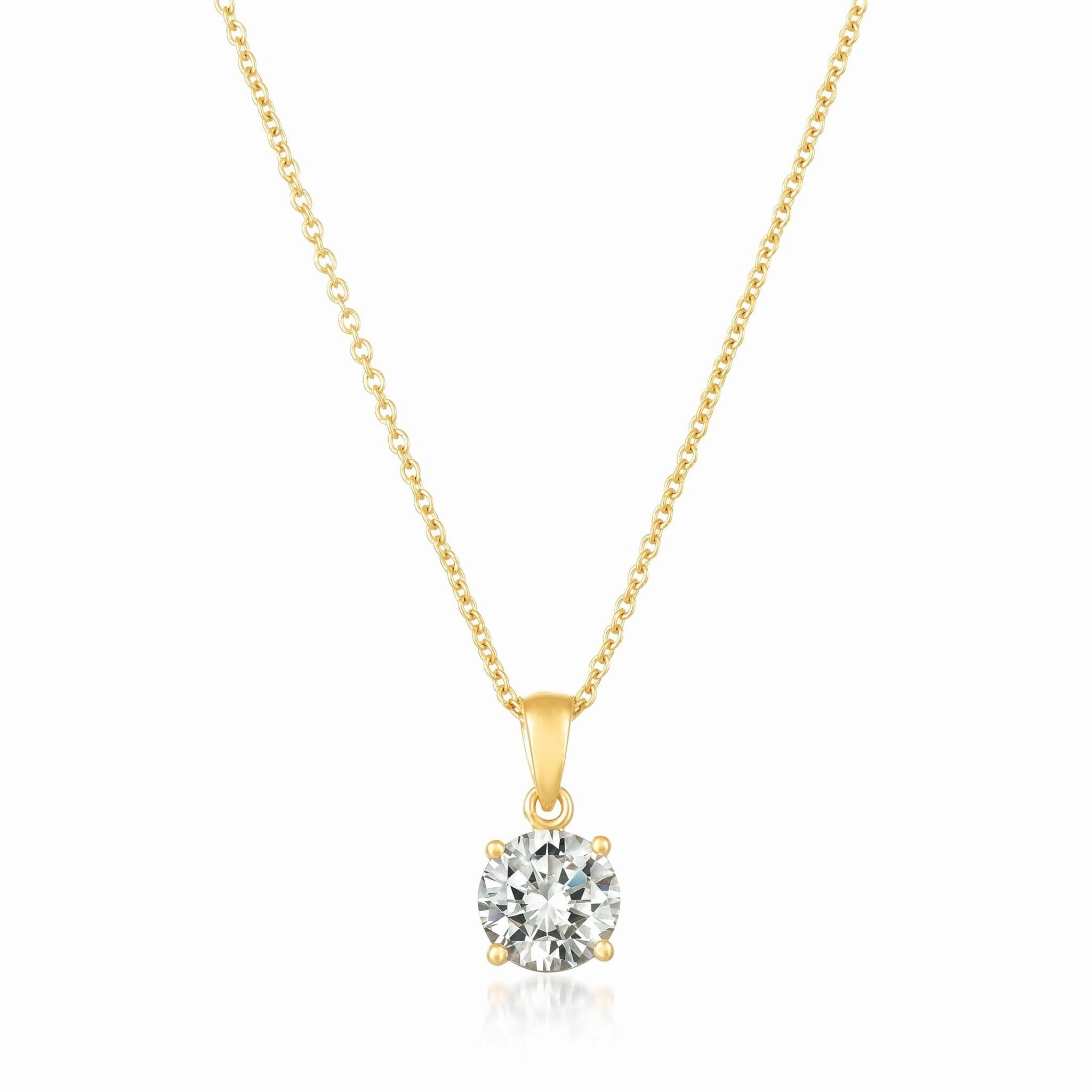 Royal Brilliant Cut Pendant Necklace Finished in 18kt Yellow Gold