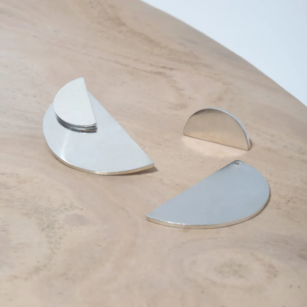 SALE - Balance Half Circle 2-in-1 Earrings - Sterling Silver