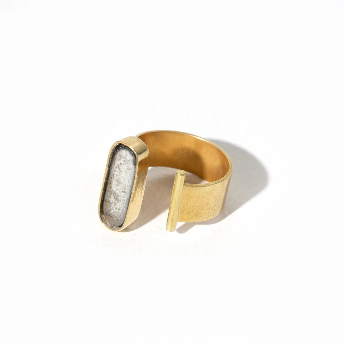 SALE - Oval Adjustable Ring - Raku   Brass