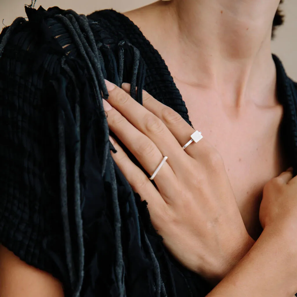SALE - Square Stacking Ring - Sterling Silver