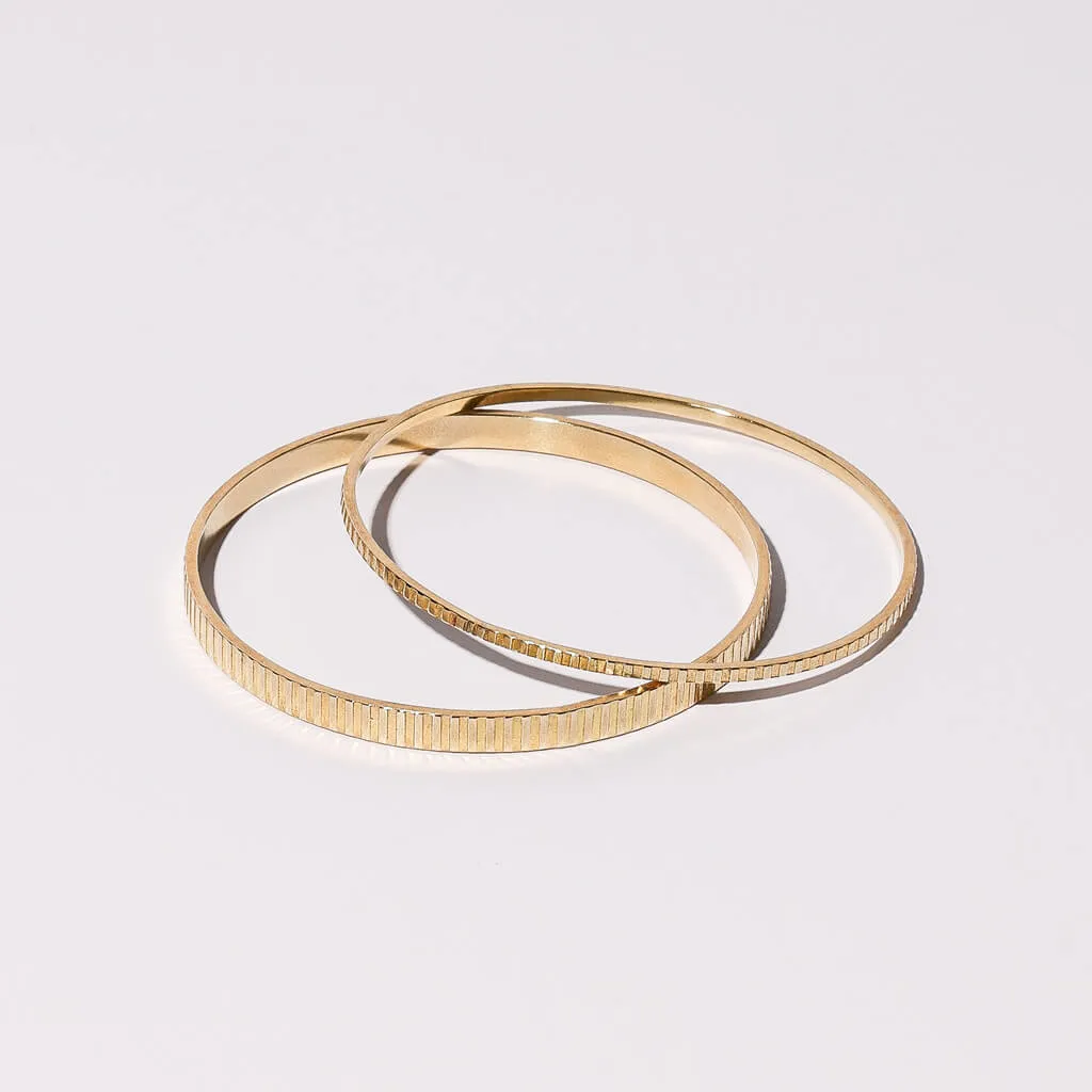 SALE - Thin or Medium Ridge Bangle Bracelet - Brass
