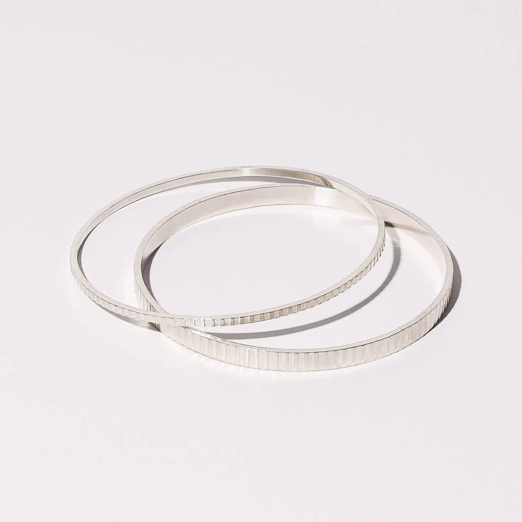 SALE - Thin or Medium Ridge Bangle Bracelet - Sterling Silver
