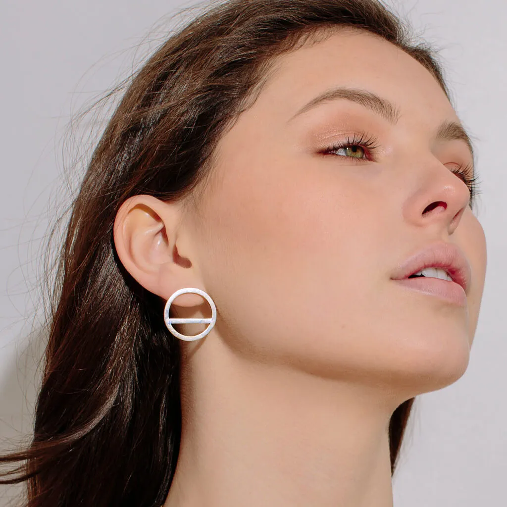 SALE - Wink Circle Earrings - Sterling Silver