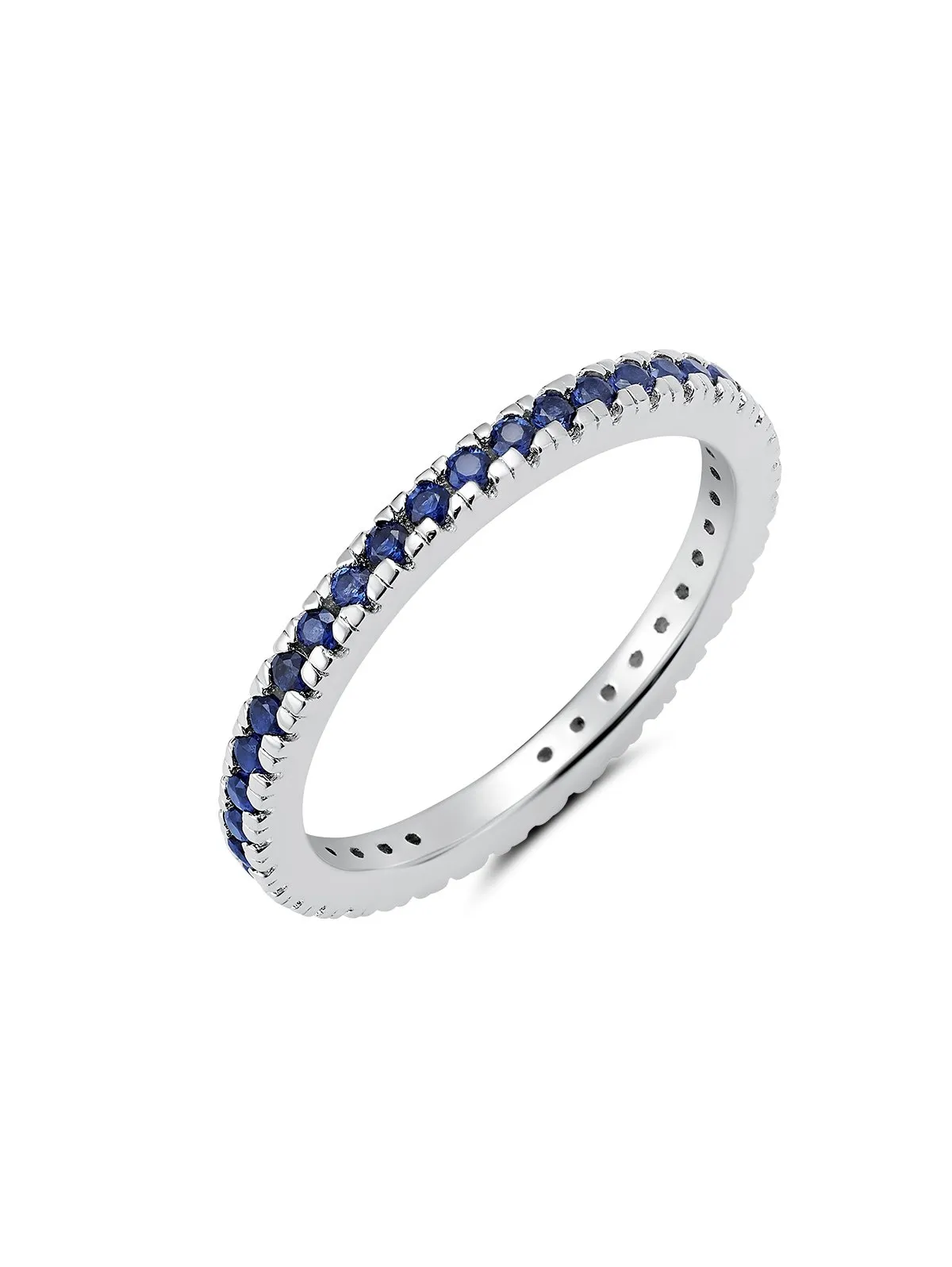 Sapphire Cubic Zirconia Step Cut Eternity Band Finished In Pure Platinum