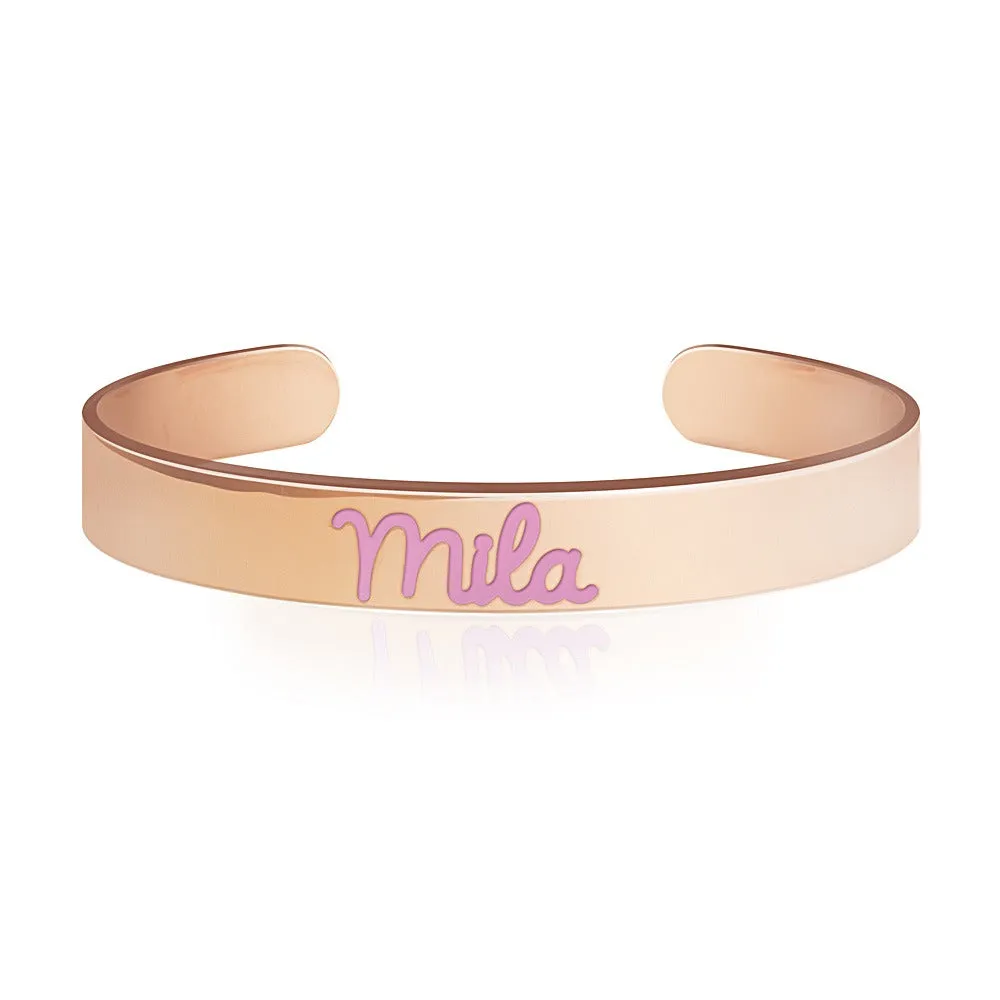 Skinny Personalized Name Cuff With Enamel
