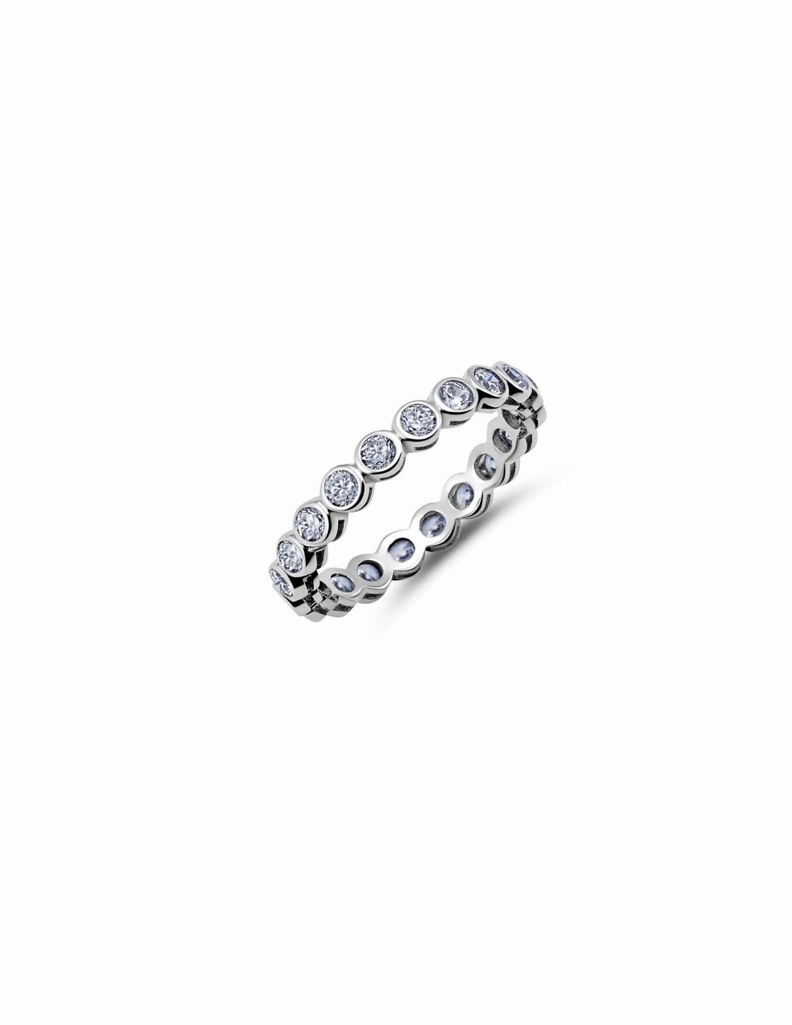 Sm CZ Bezel Eternity Band Finished in Platinum