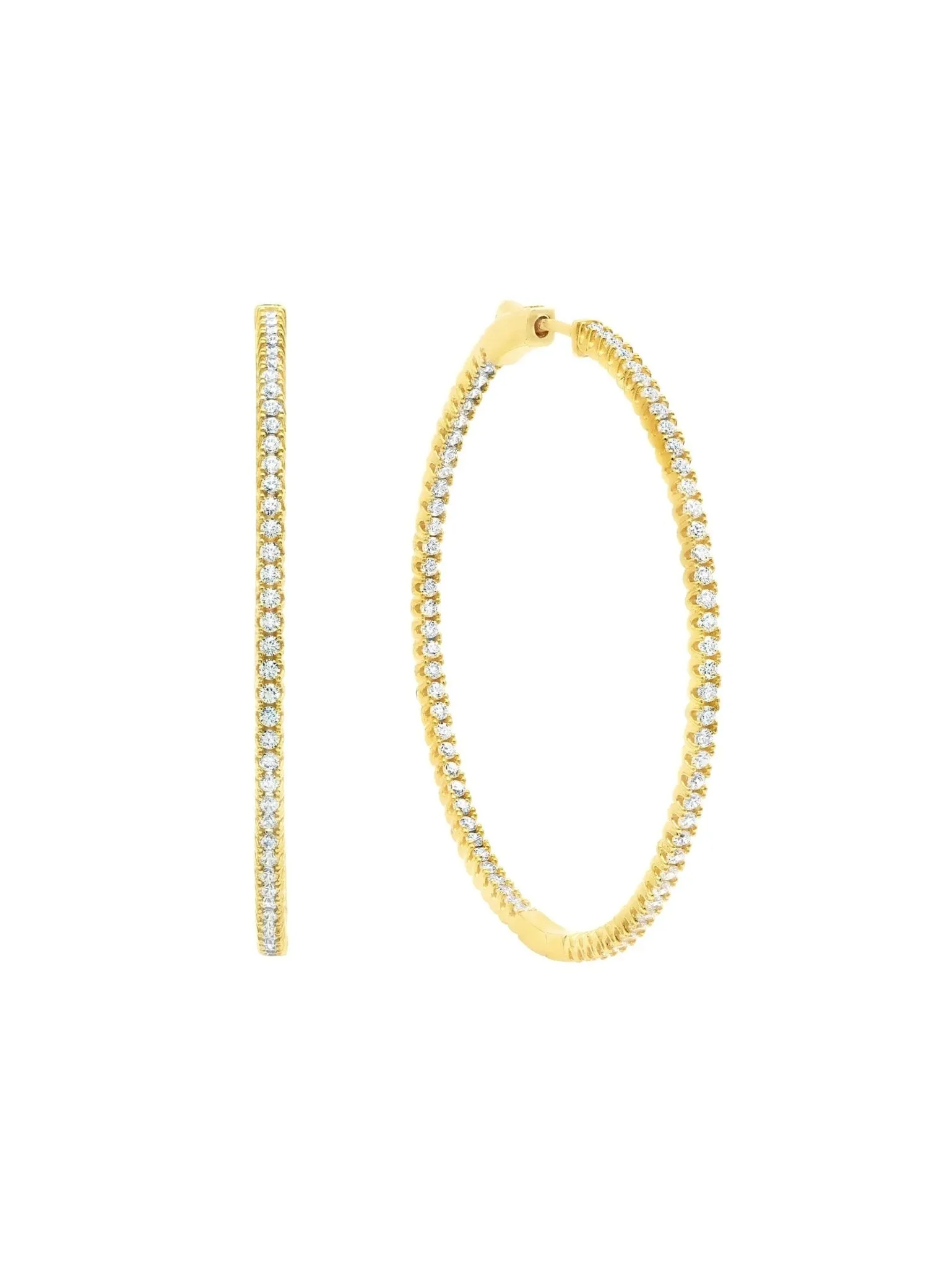 Small Pave Hoop Earrings in Gold