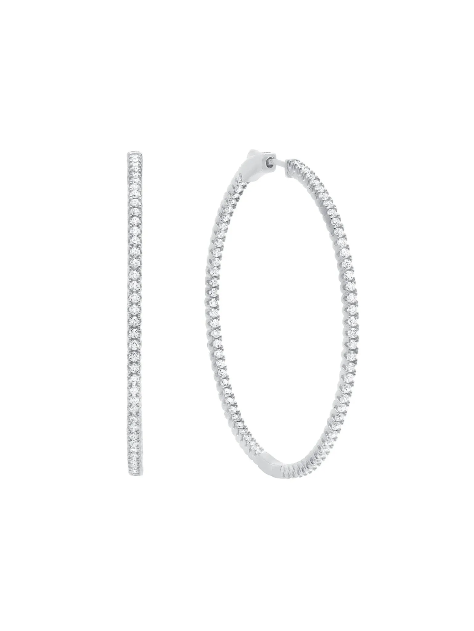 Small Pave Hoop Earrings in Platinum