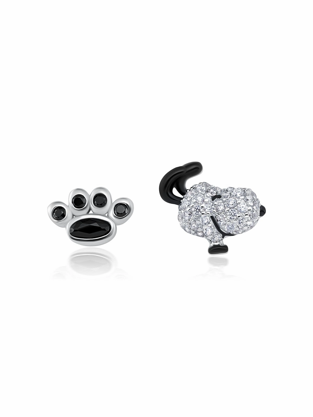 Snoopy & Paw Earrings Finished in Pure Platinum