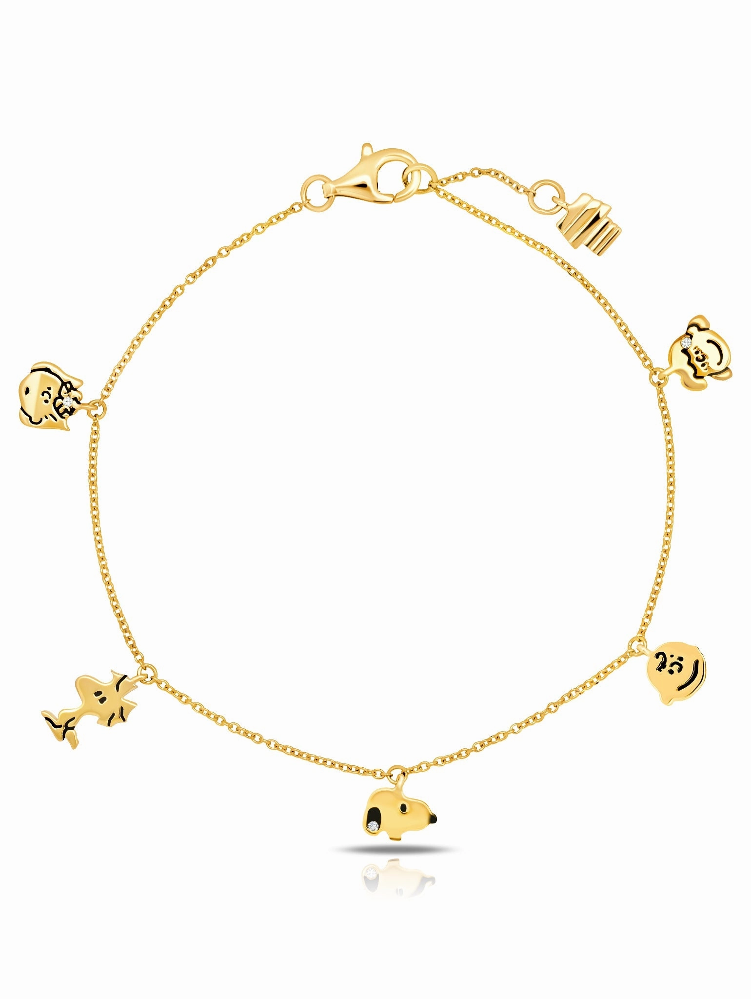 Snoopy & the Gang Charm Bracelet in 18kt Yellow Gold
