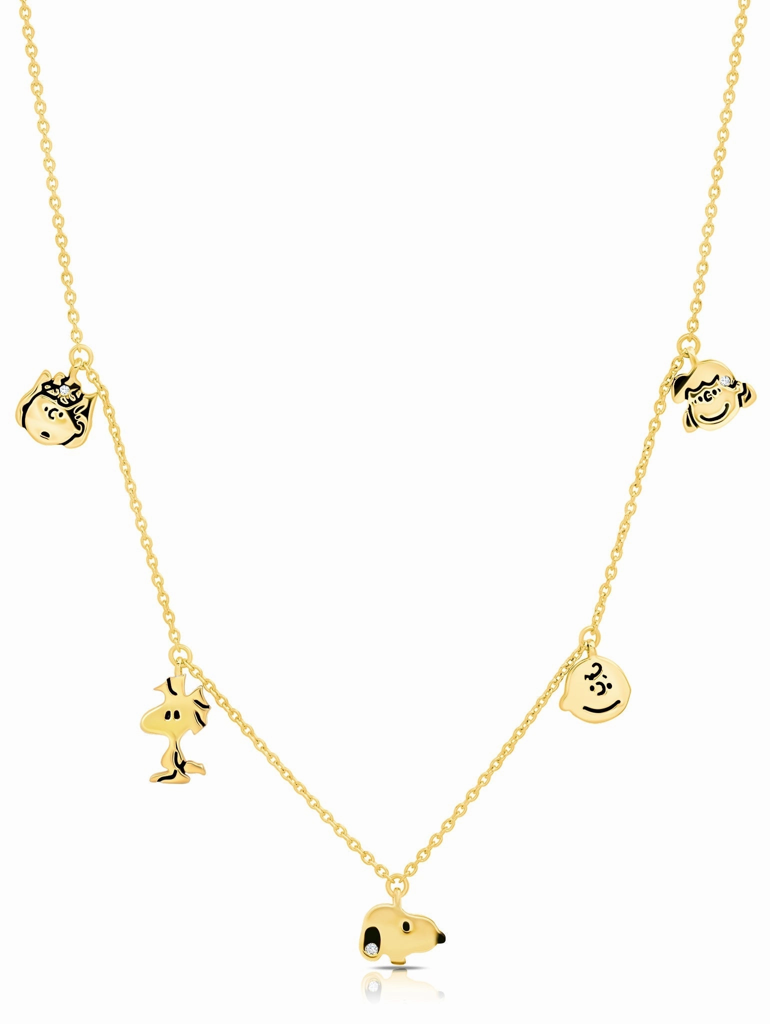 Snoopy & the Gang Charm Necklace in 18kt Yellow Gold