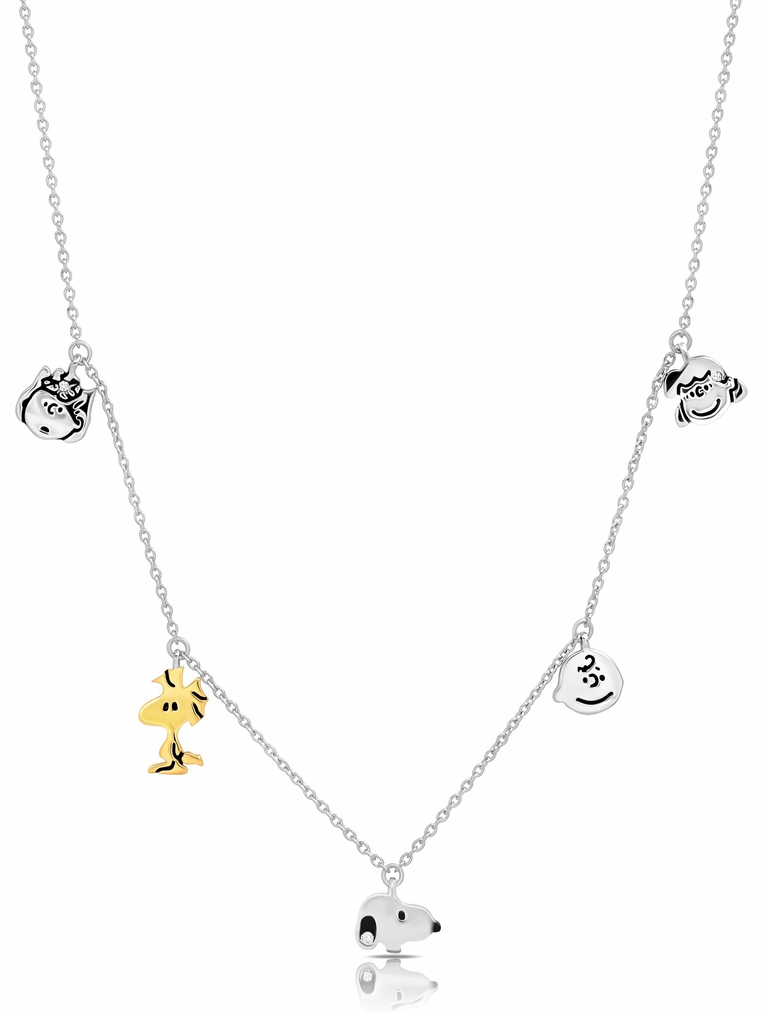 Snoopy & the Gang Charm Necklace in Pure Platinum