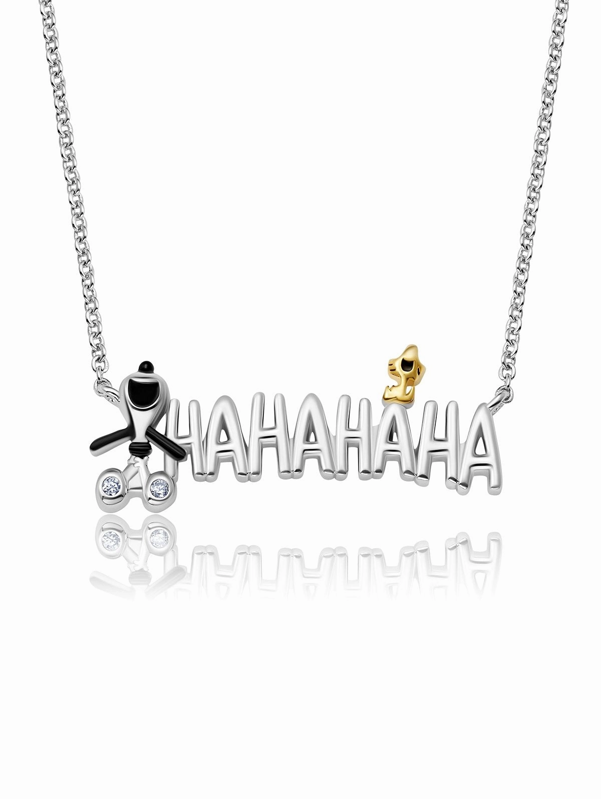 Snoopy & Woodstock Ha Ha Ha Necklace Finished in Pure Platinum