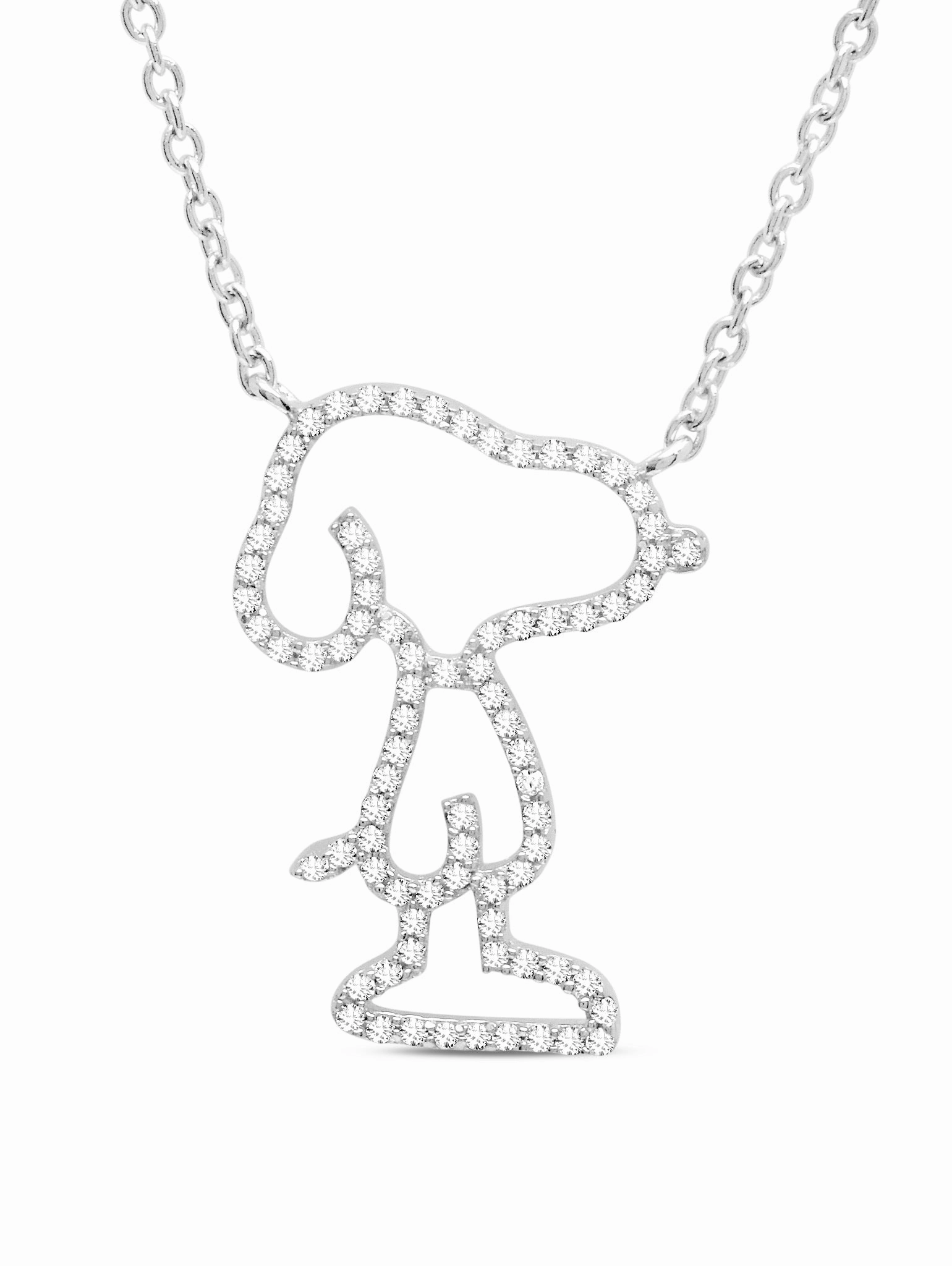 Snoopy Pave Silhouette Necklace in Pure Platinum